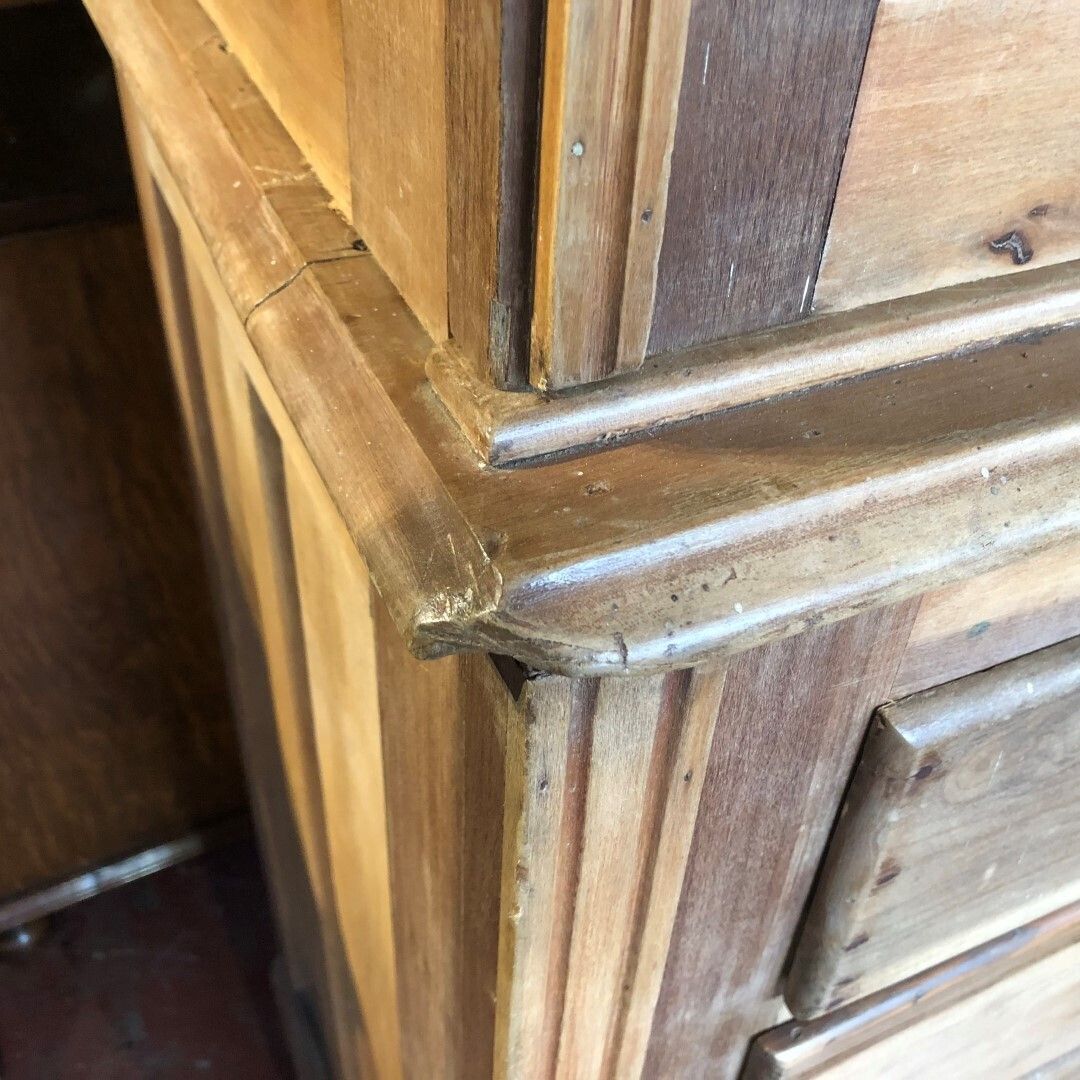 photo for sale Antique Satinwood Tall Mirrored Cupboard Over Drawers 1910s