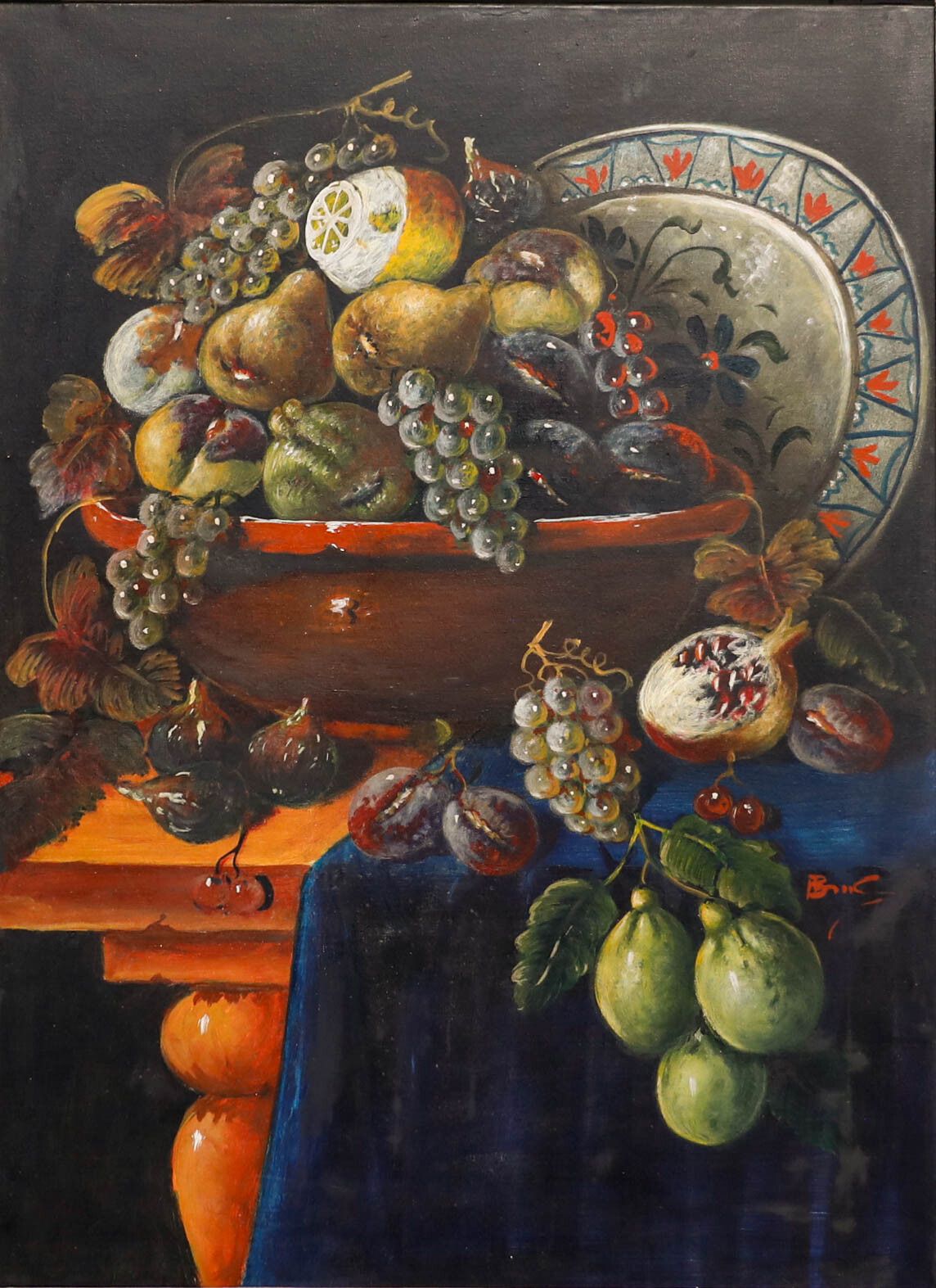 Framed 20th Century Oil Medley Of Fruit photo furniture