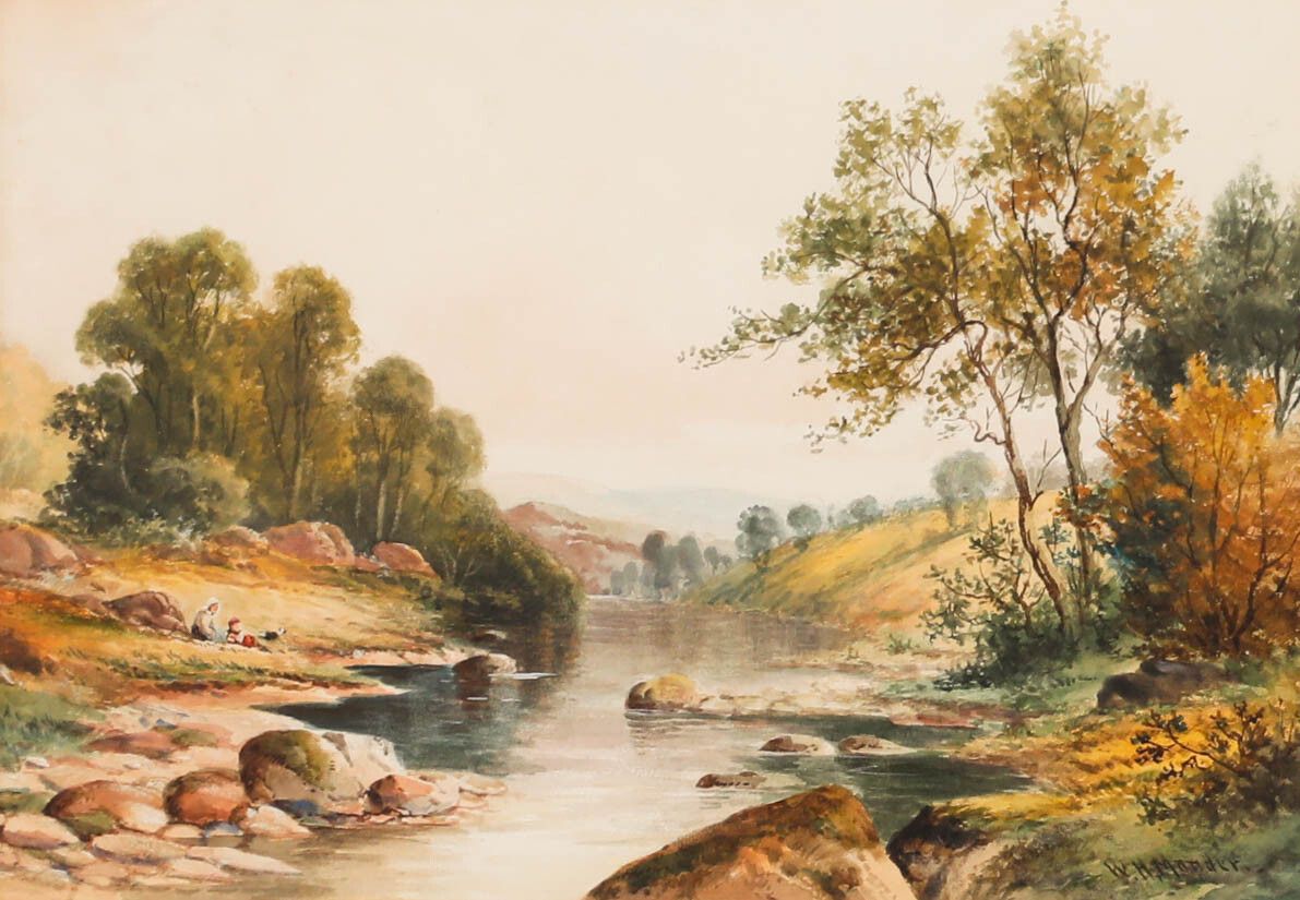 William Henry Mander (1850 1922) Framed Watercolour, Resting By The River photo furniture