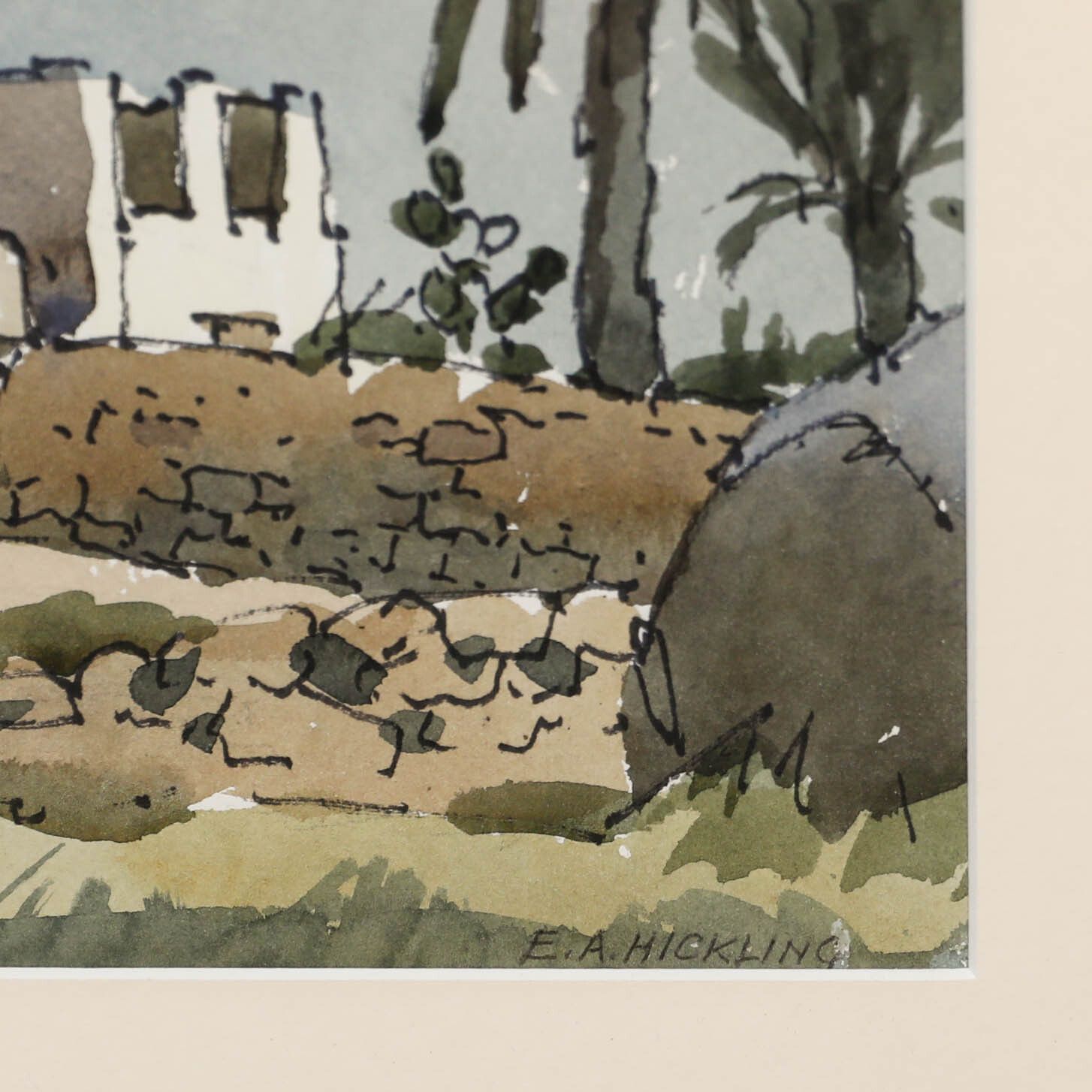 Edward Albert Hickling (1913 1998) Watercolour, View Of The Villa photo vinterior