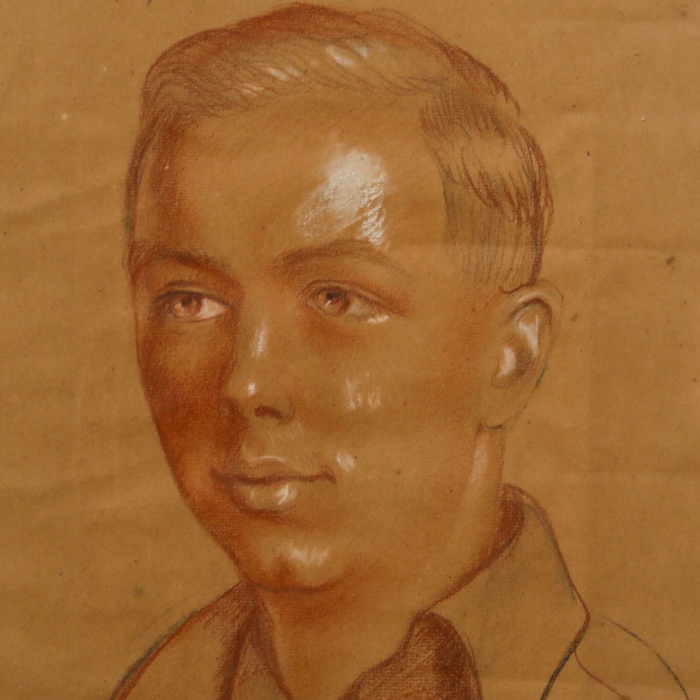 E. Chaplin Framed Mid 20th Century Pastel, Portrait Of A Young Man photo Art