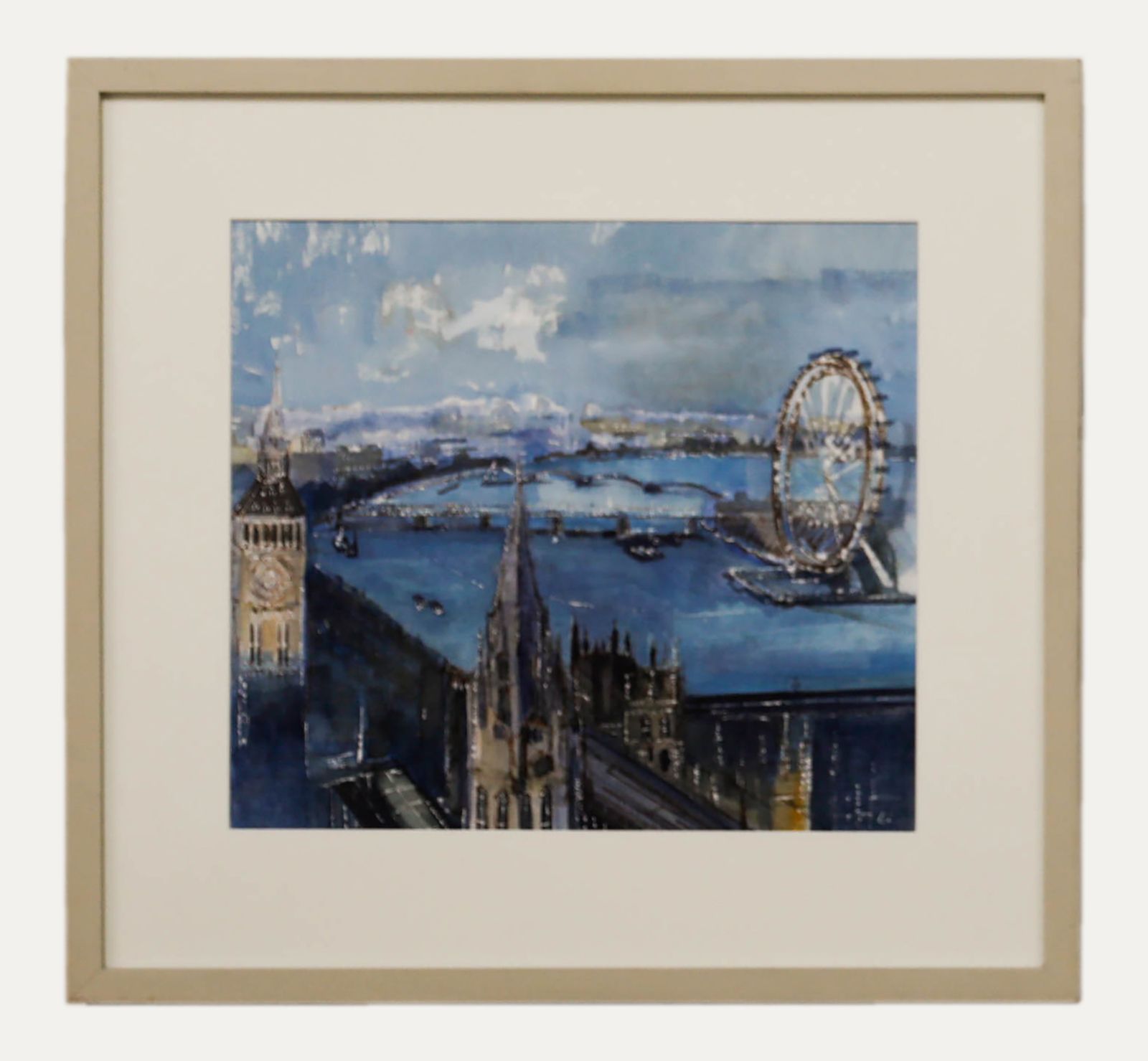 Diana Boyd Framed Contemporary Watercolour, London Landmarks From Westminster