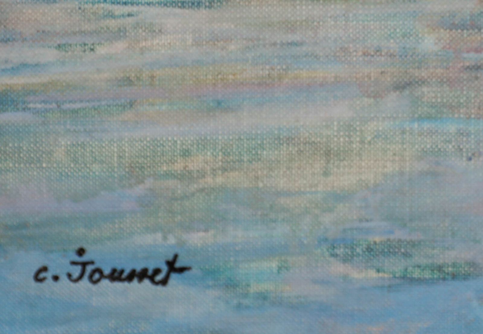 Claude Jousset (B.1935) Framed 20th Century Oil, Petit Port En Italie photo vinterior