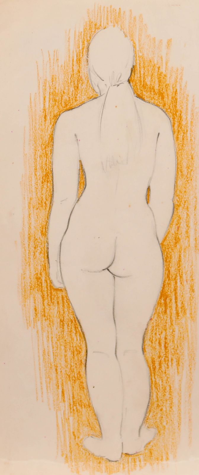 E.P. Clapholt Mid 20th Century Pastel, Nude In Yellow photo furniture