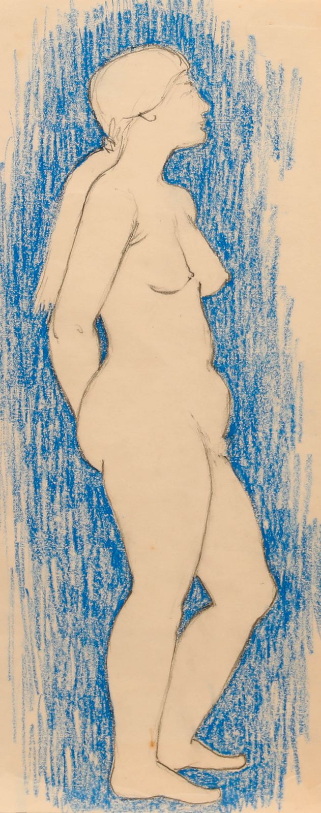 E.P. Clapholt Mid 20th Century Pastel, Nude In Blue photo furniture