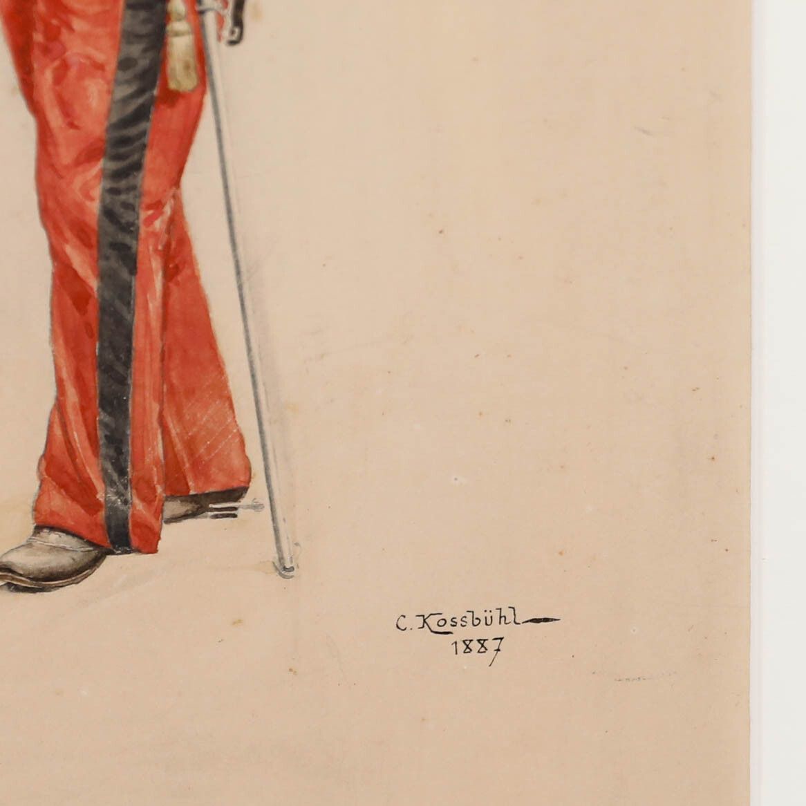 C. Kossbuhl Framed 1887 Watercolour, Portrait Of A French Military Officer photo vinterior