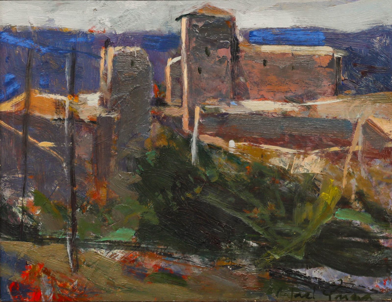 Rafael Griera Padrosa (B.1967) 20th Century Oil, Pueblo Español photo furniture