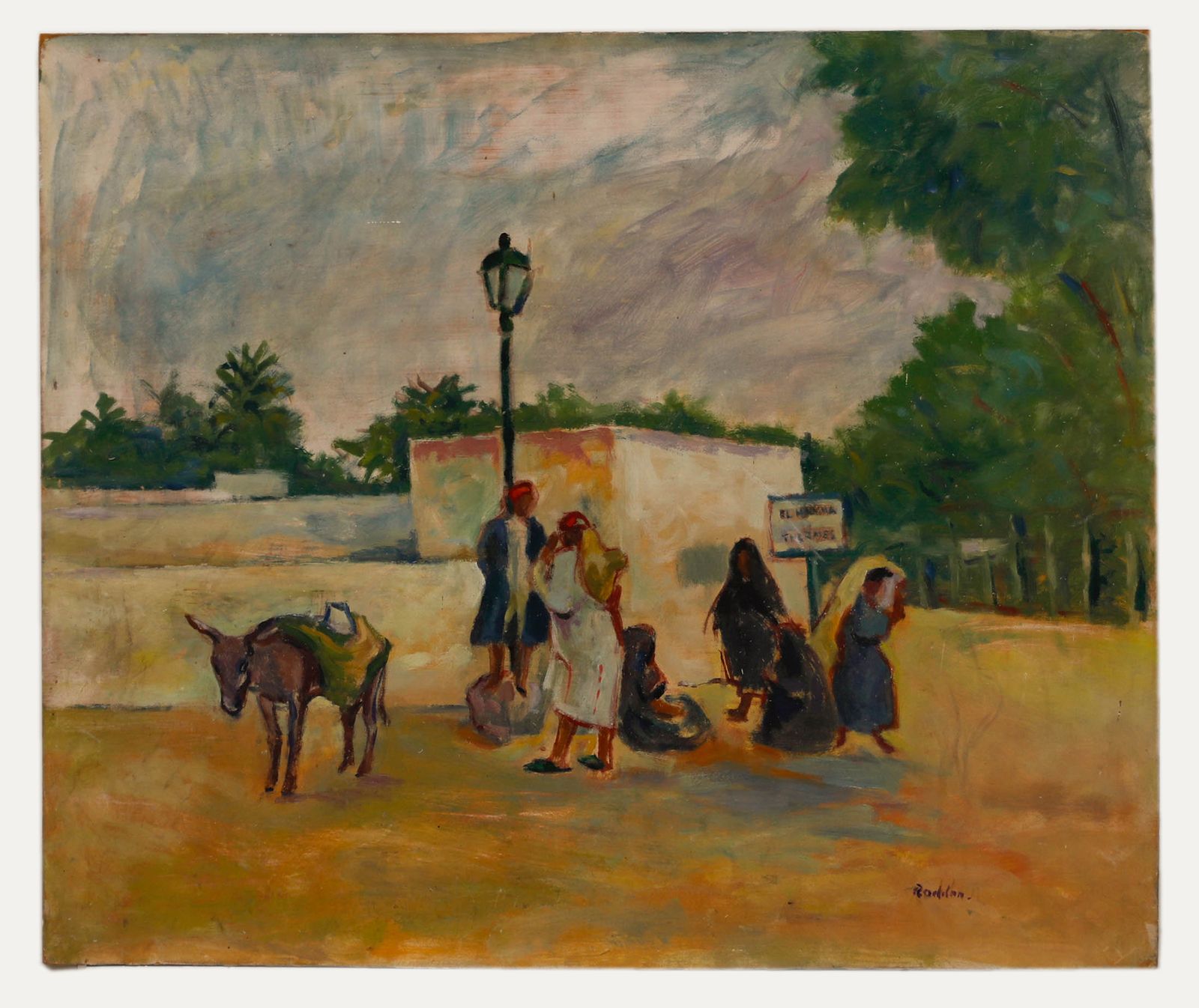 Guy Lindsay Roddon (1919 2006) 20th Century Oil, The Bus Stop photo furniture
