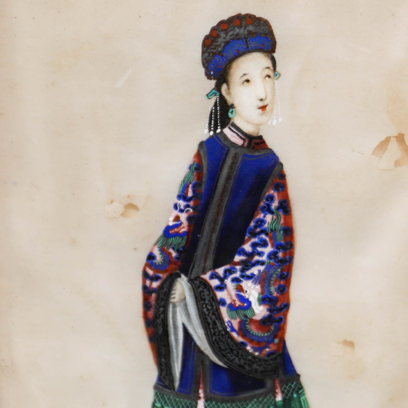 Fine 19th Century Chinese School Watercolour Portrait Of A Female Courtier photo Art