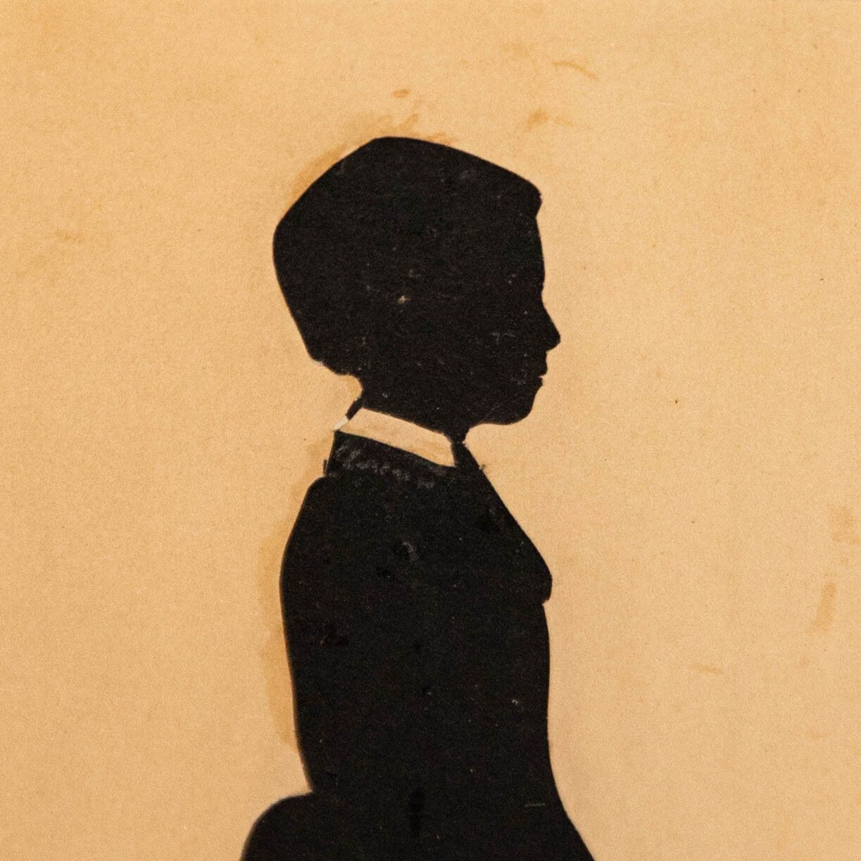 Framed 19th Century Cut Paper Silhouette Victorian Boy In Profile photo Art