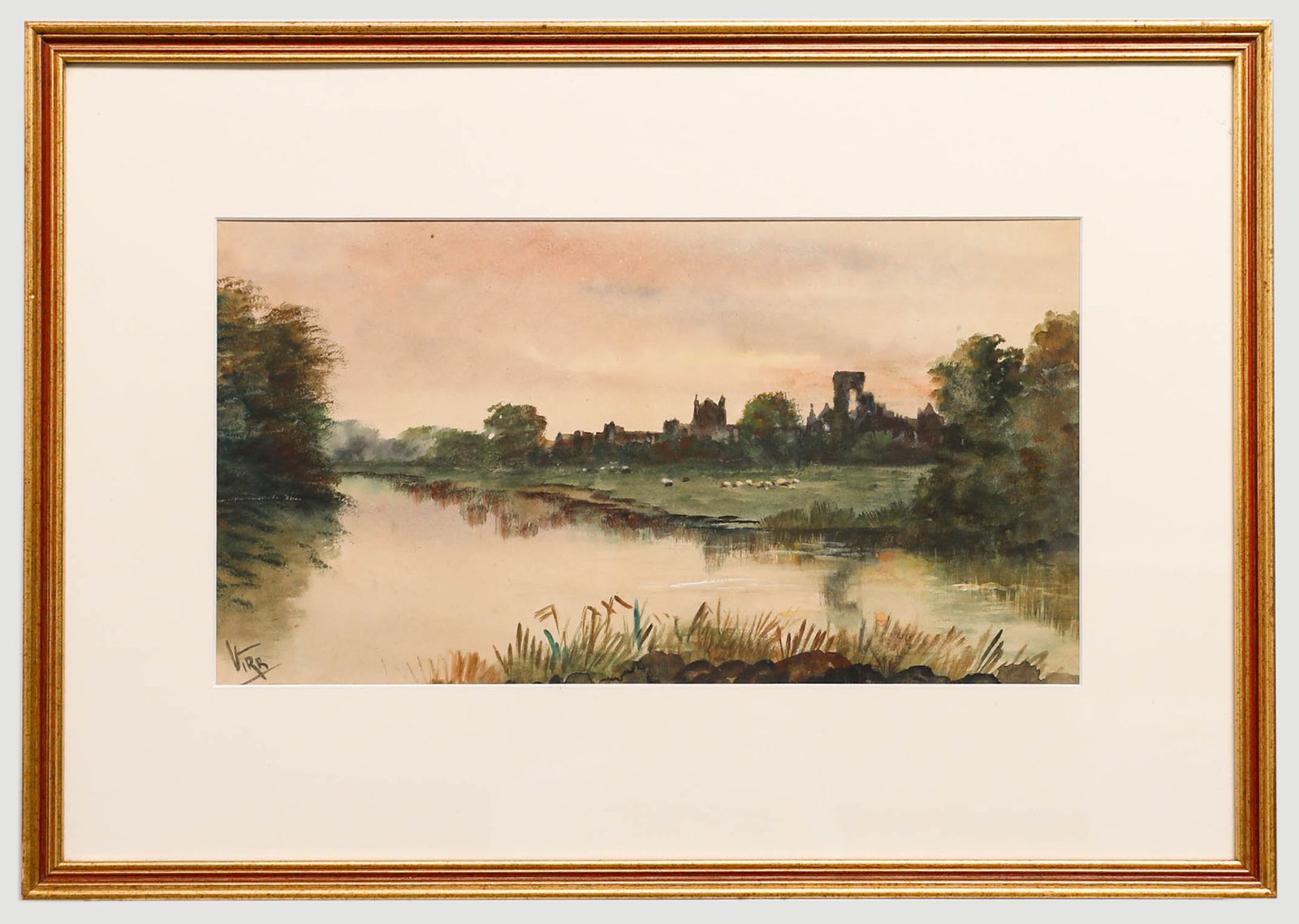 Vire  19th Century Watercolour, View Of Kirkstall Abbey