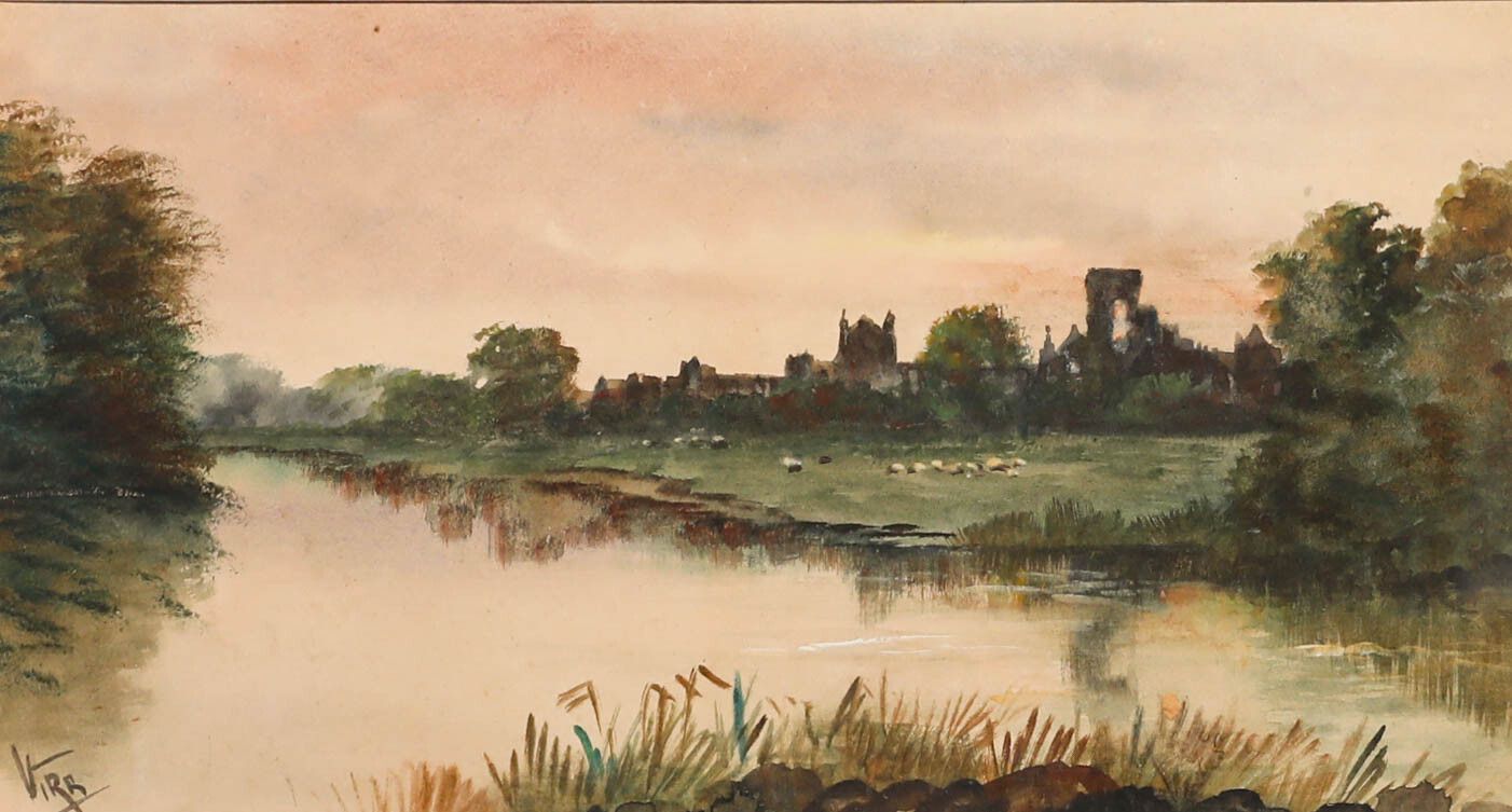 Vire  19th Century Watercolour, View Of Kirkstall Abbey photo furniture