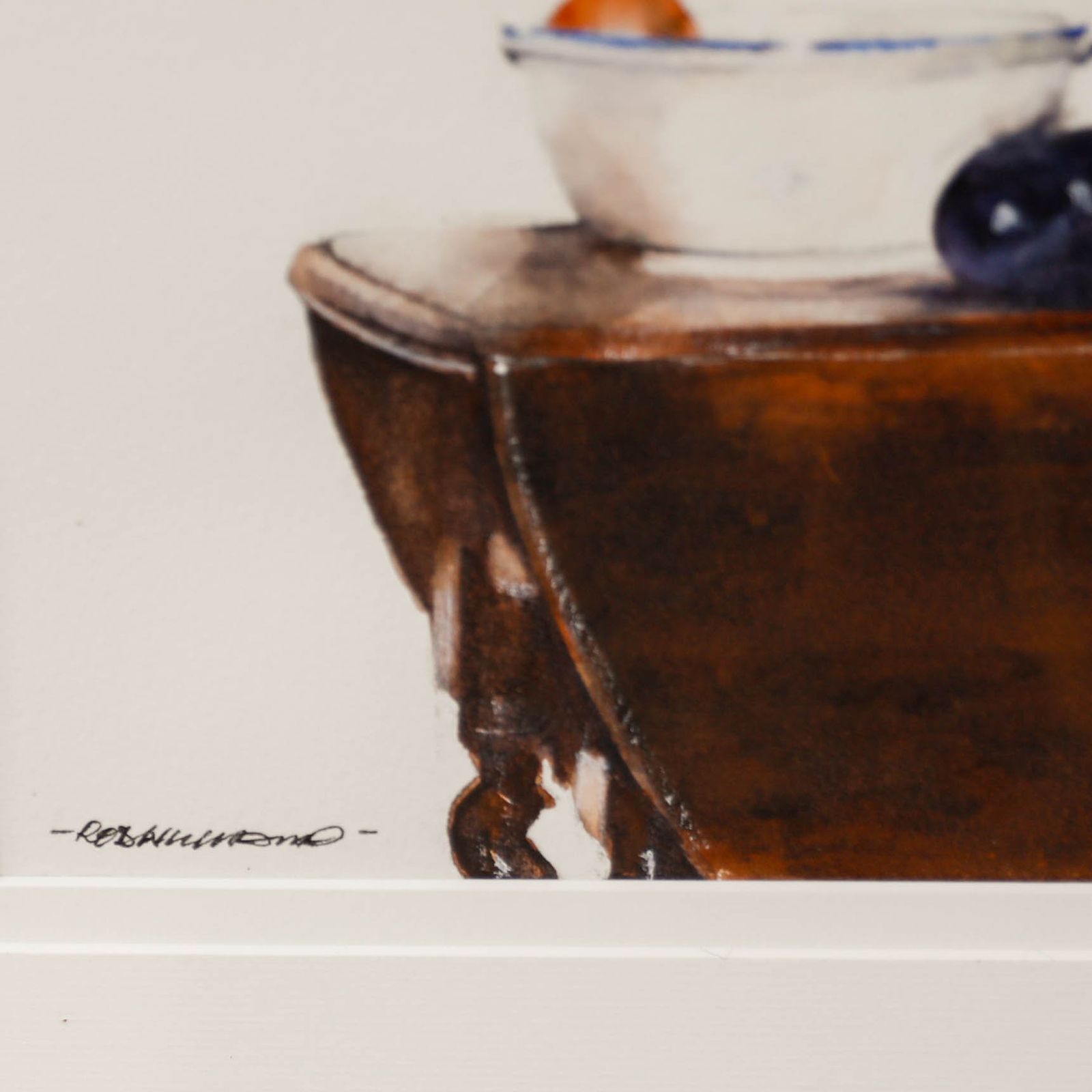 Rob Williams Contemporary Watercolour, Still Life Of Table Flowers & Fruit photo vinterior