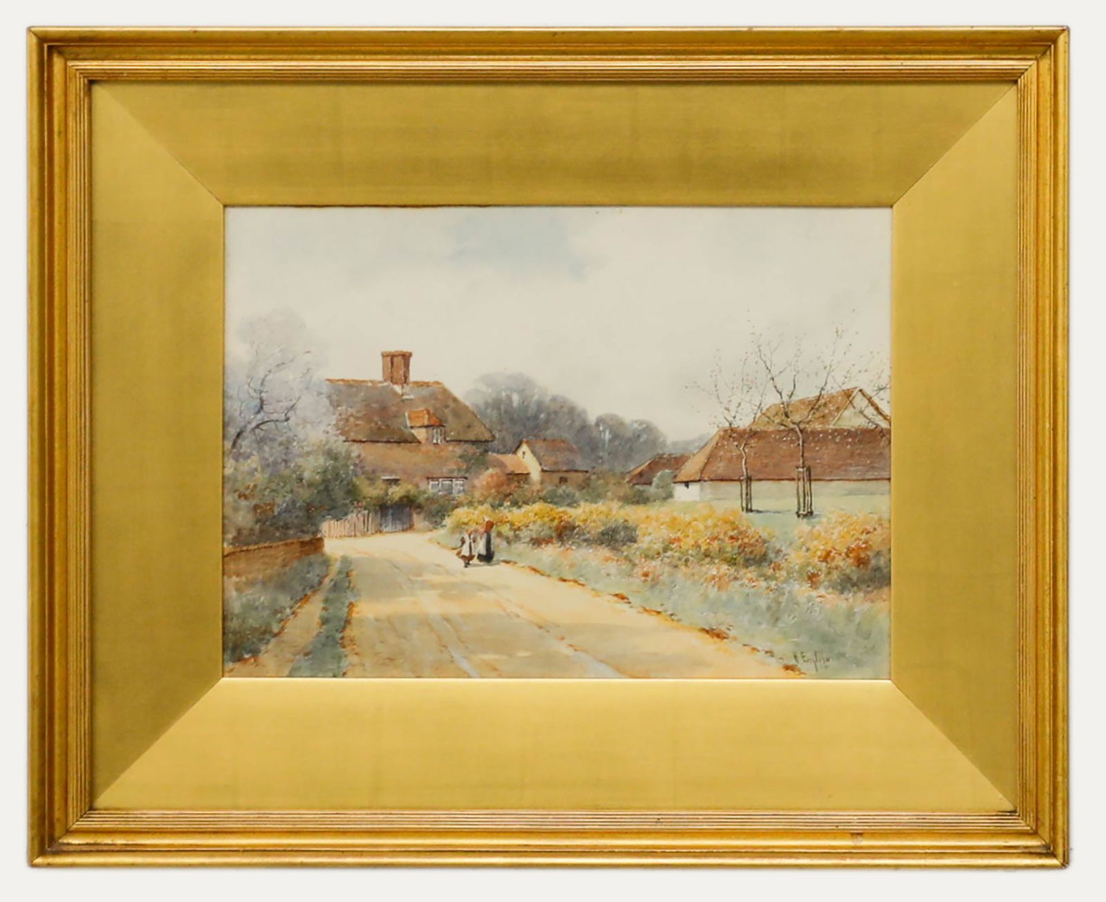 Harold M. English (1890 1953) Framed Watercolour, The Gorse Hedge, Rushwick