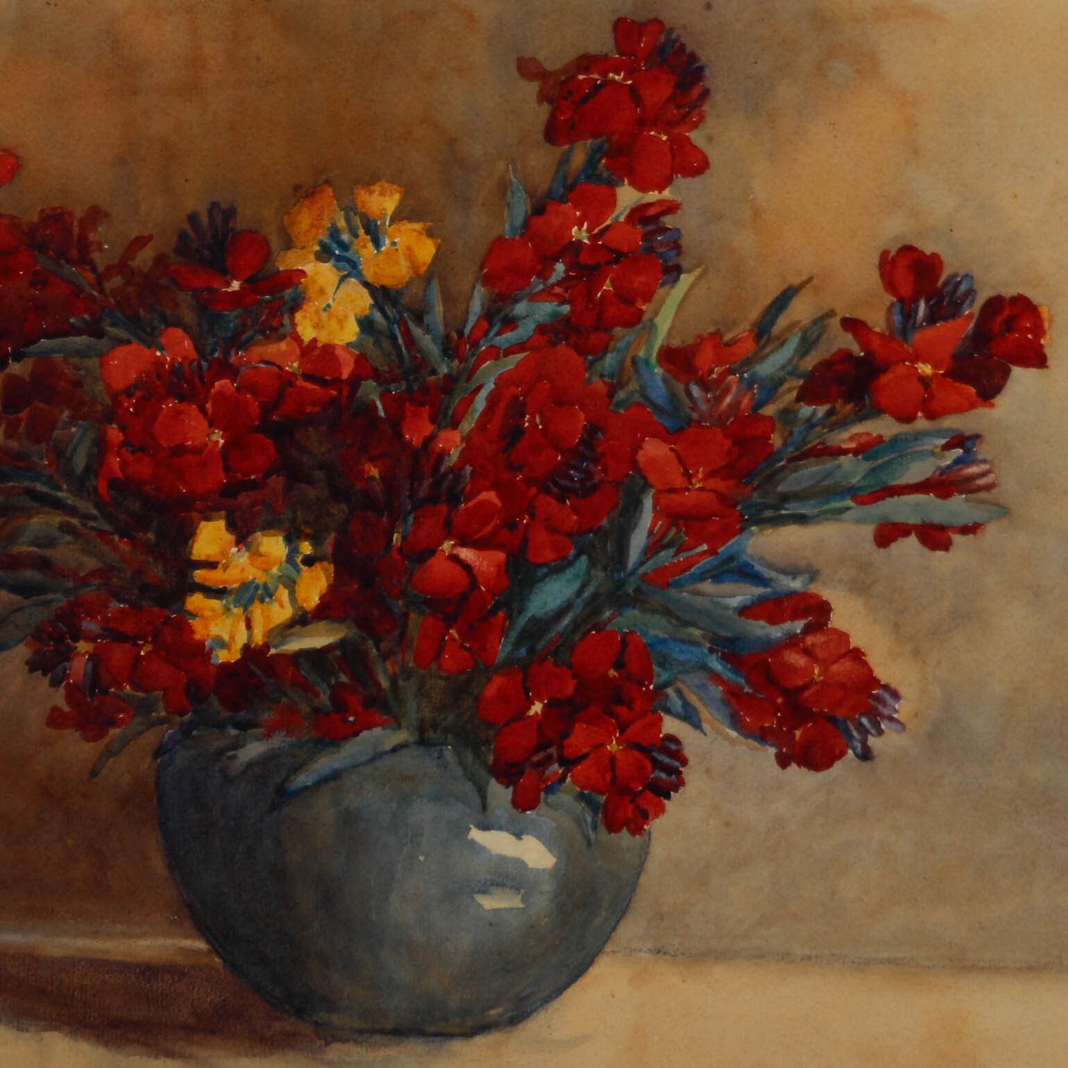 Esme Marie Josephine Jacob Framed Early 20th Century Watercolour, Wallflowers photo Art