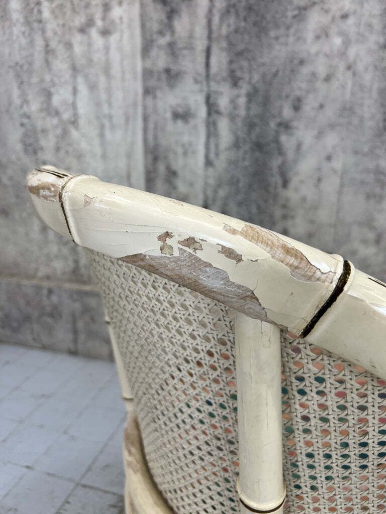 Pair Of Shabby Chic Mid Century Wicker And Cane Armchairs photo buy