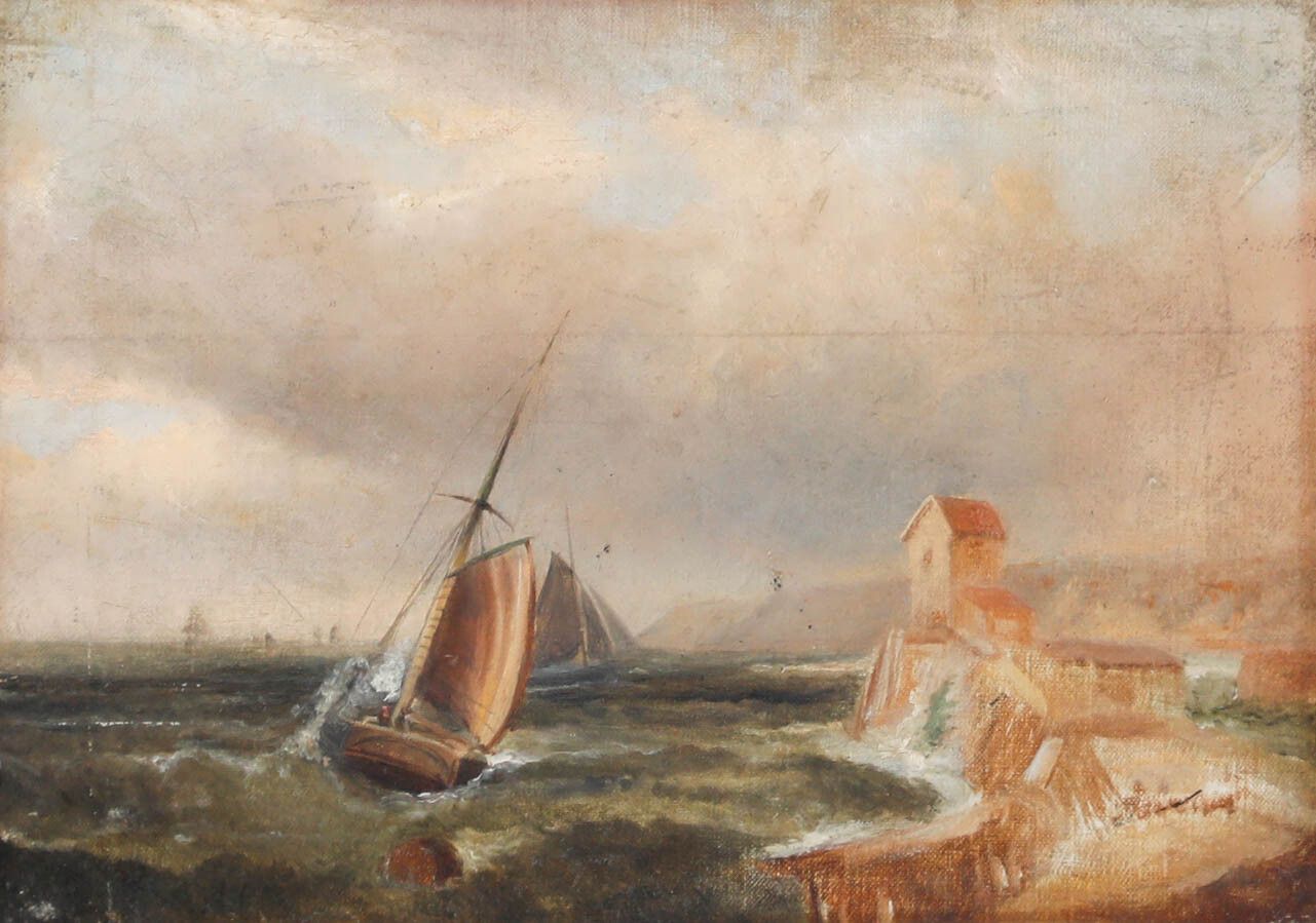 Attrib. Winifred H. Wilkinson Late 19th Century Oil, A Strong Wind