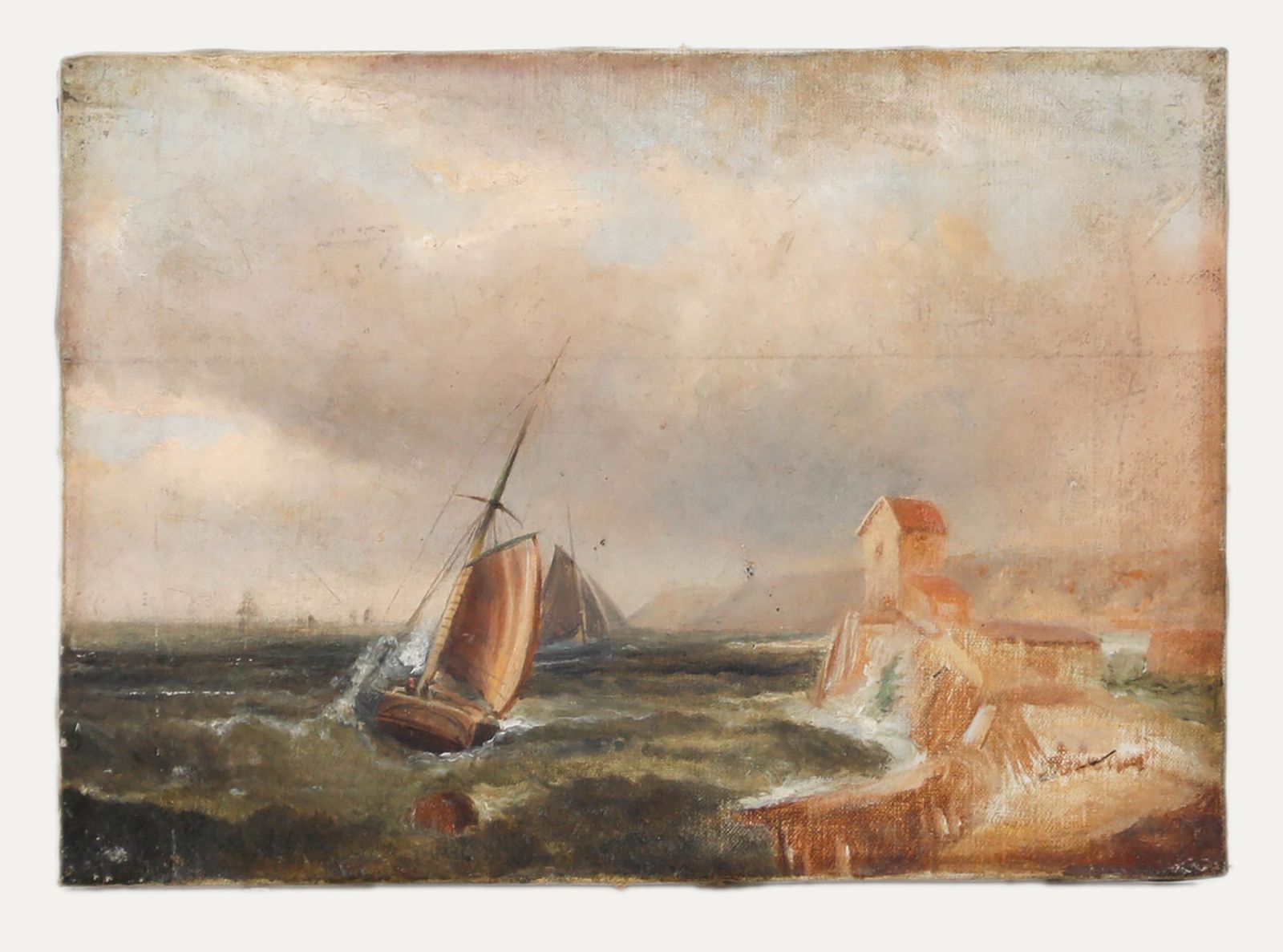 Attrib. Winifred H. Wilkinson Late 19th Century Oil, A Strong Wind photo furniture