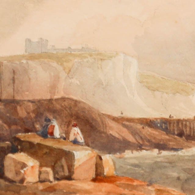 Attrib. Edward Webb (1805 1854)  Framed Watercolour, Dover Castle From The Jetty photo Art