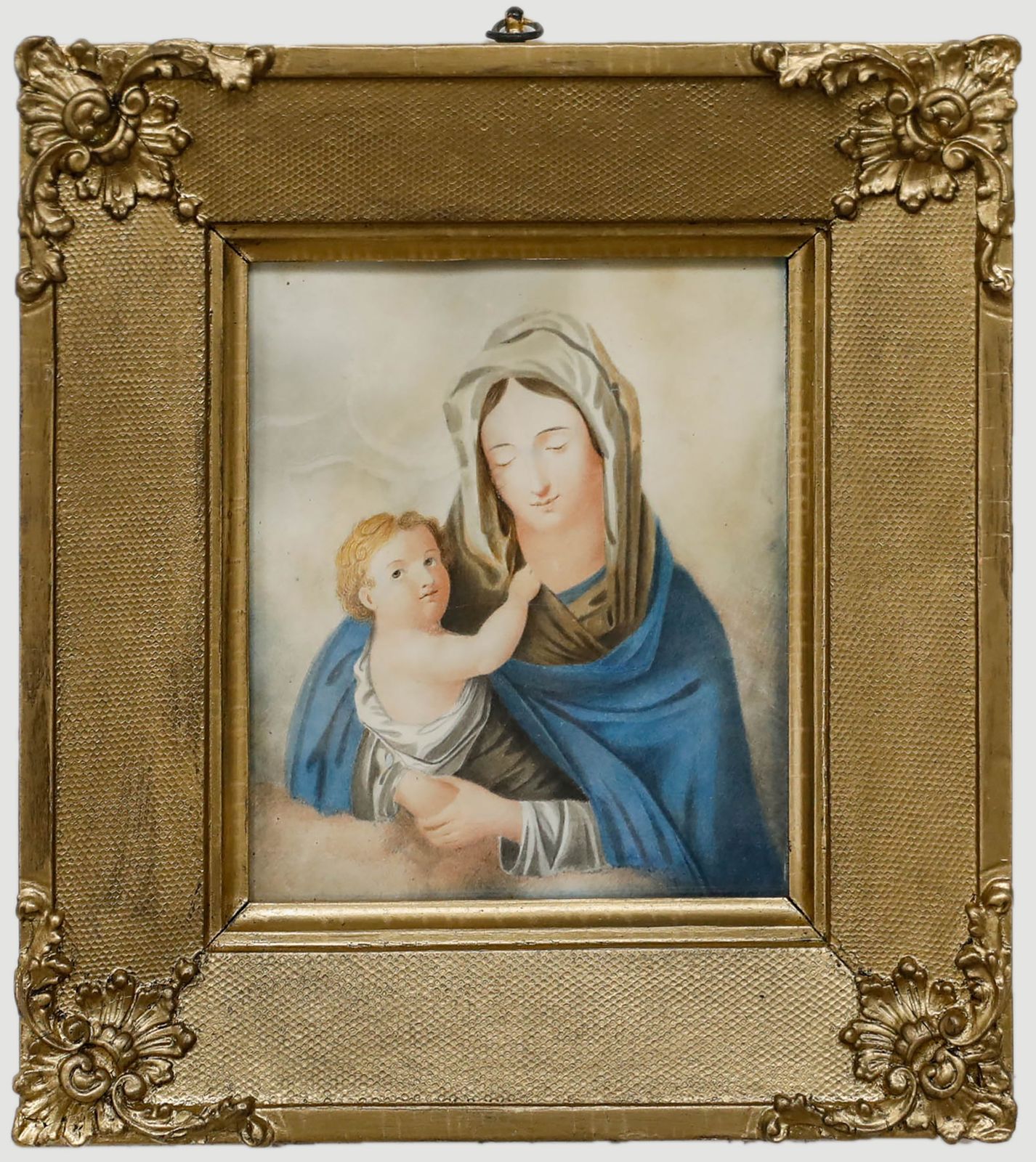 Framed Early 19th Century Watercolour Madonna & Child