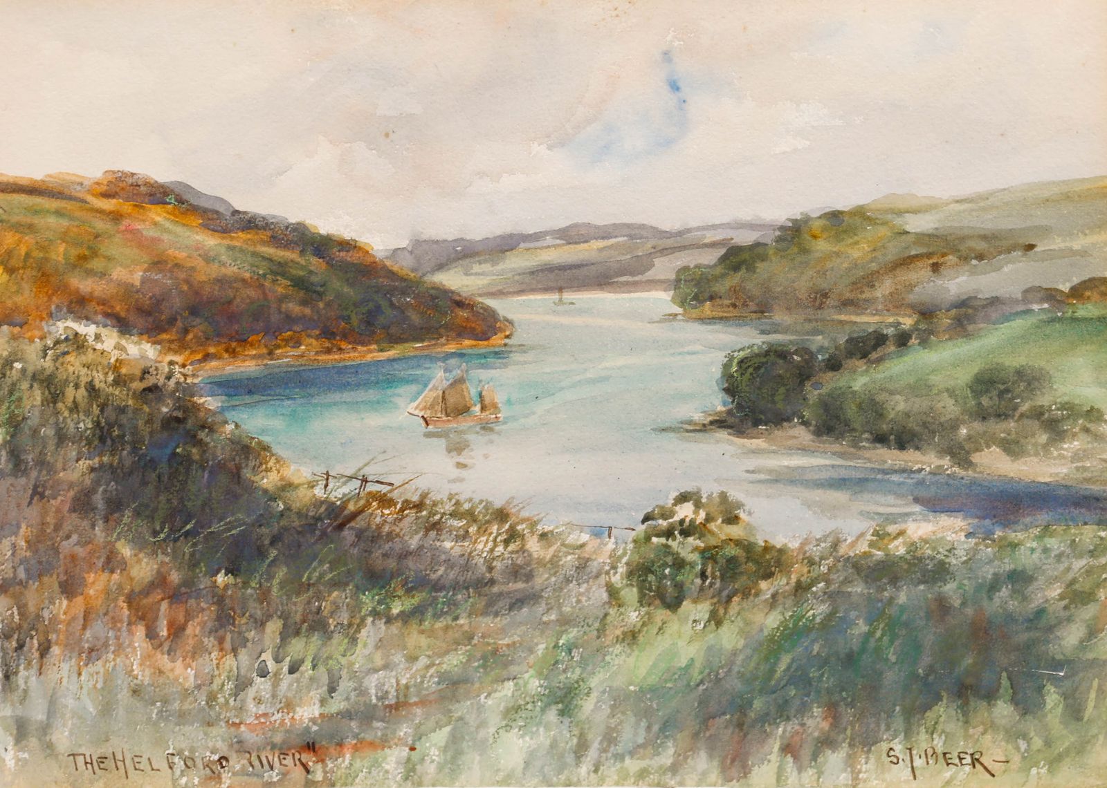 Sidney James Beer (1875 1952) Early 20th Century Watercolour, Helford River photo furniture
