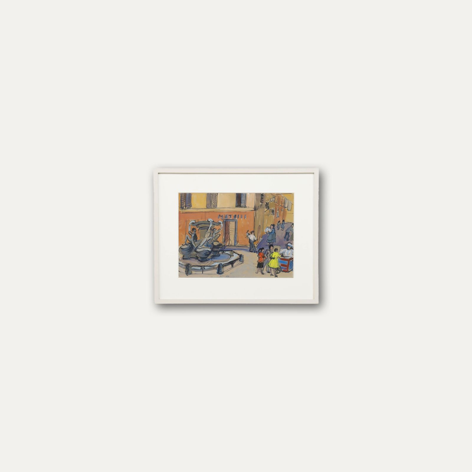 Elizabeth Hinde Framed Mid 20th Century Watercolour, Square Of The Tortoises photo buy
