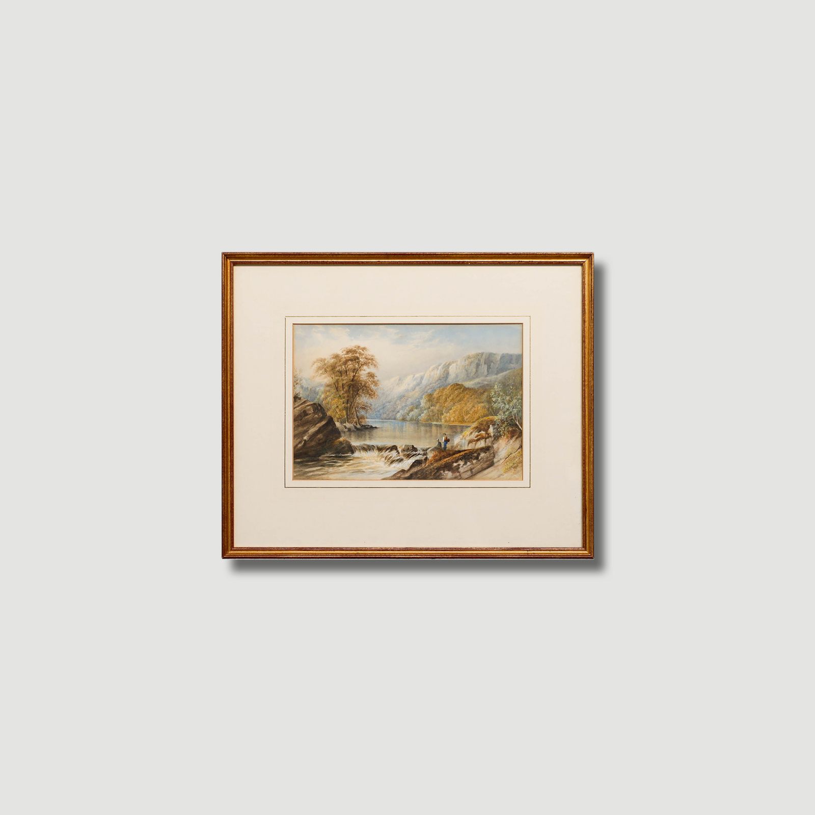 Attrib. Cornelius Pearson (1805 1891) Watercolour, Two Fishermen By A Weir photo buy