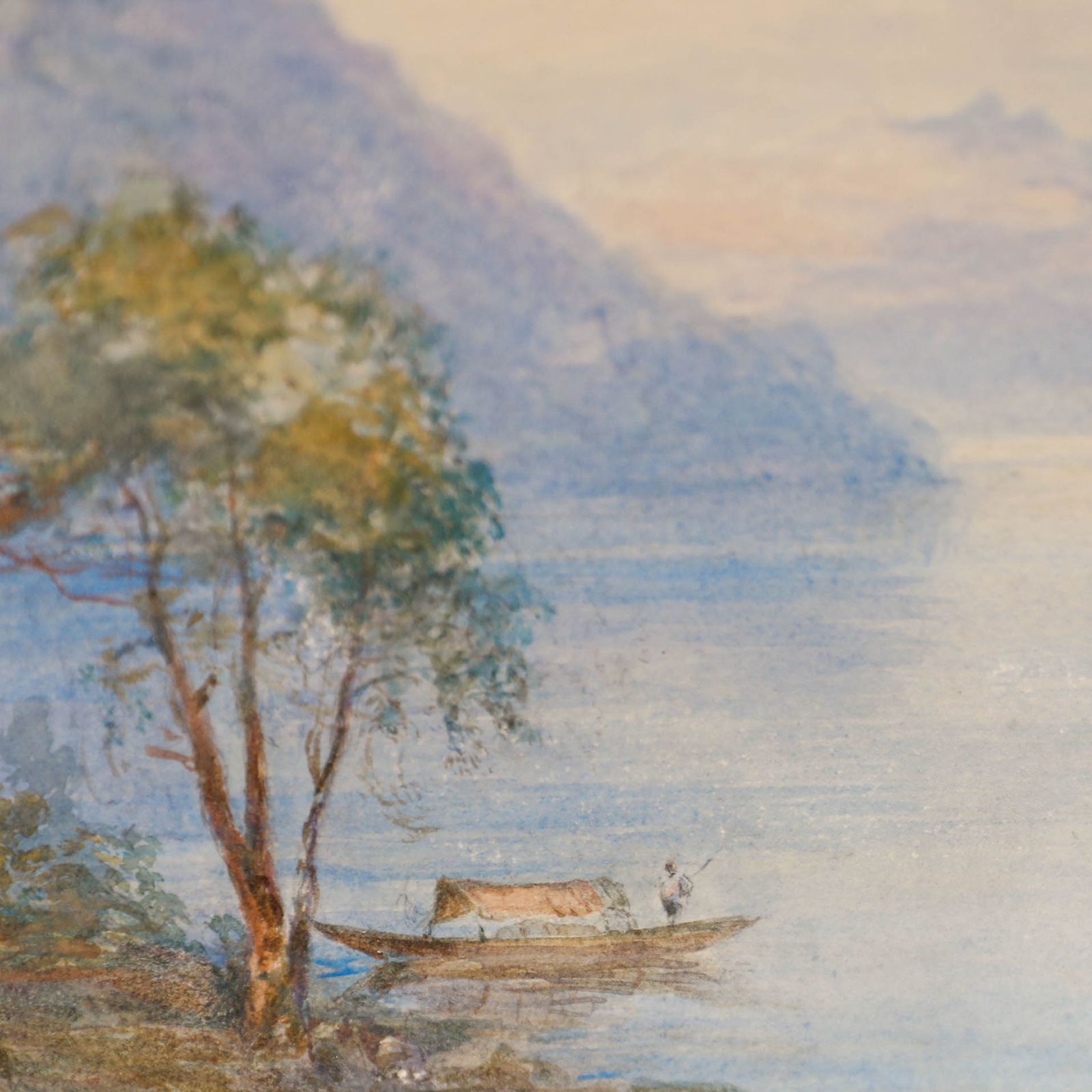 Italian School Early 20th Century Watercolour Lakeside View photo for sale