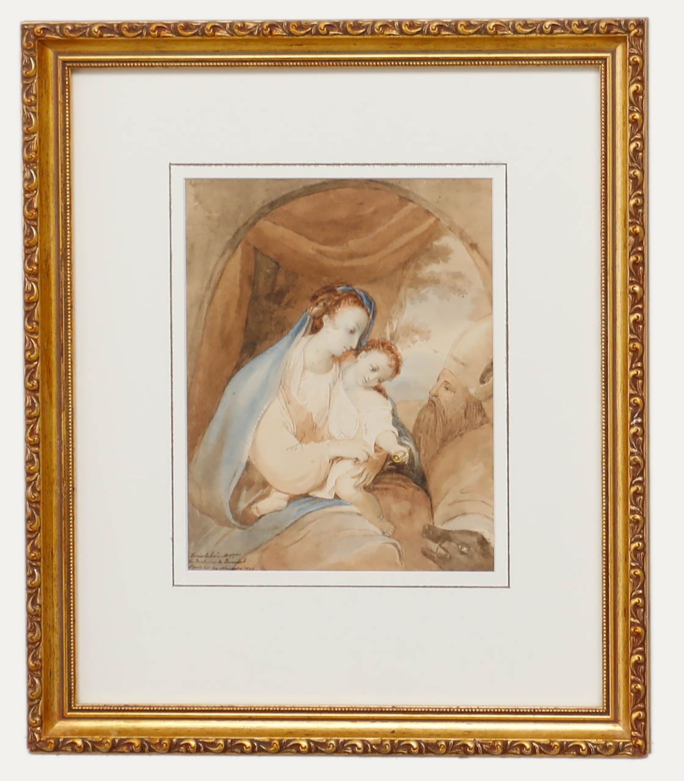 1840 Watercolour Madonna And Child