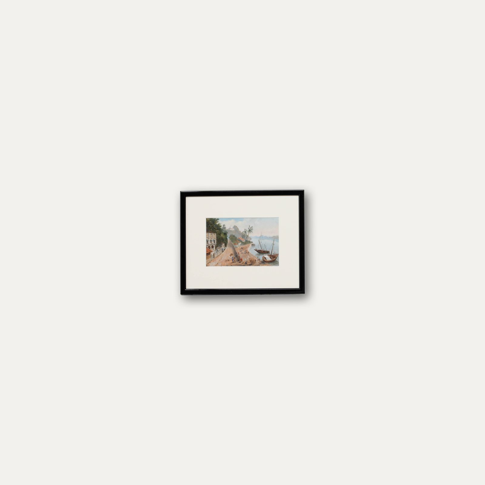Framed Late 19th Century Oil Coastal Scene With Fishing Boats photo vinterior