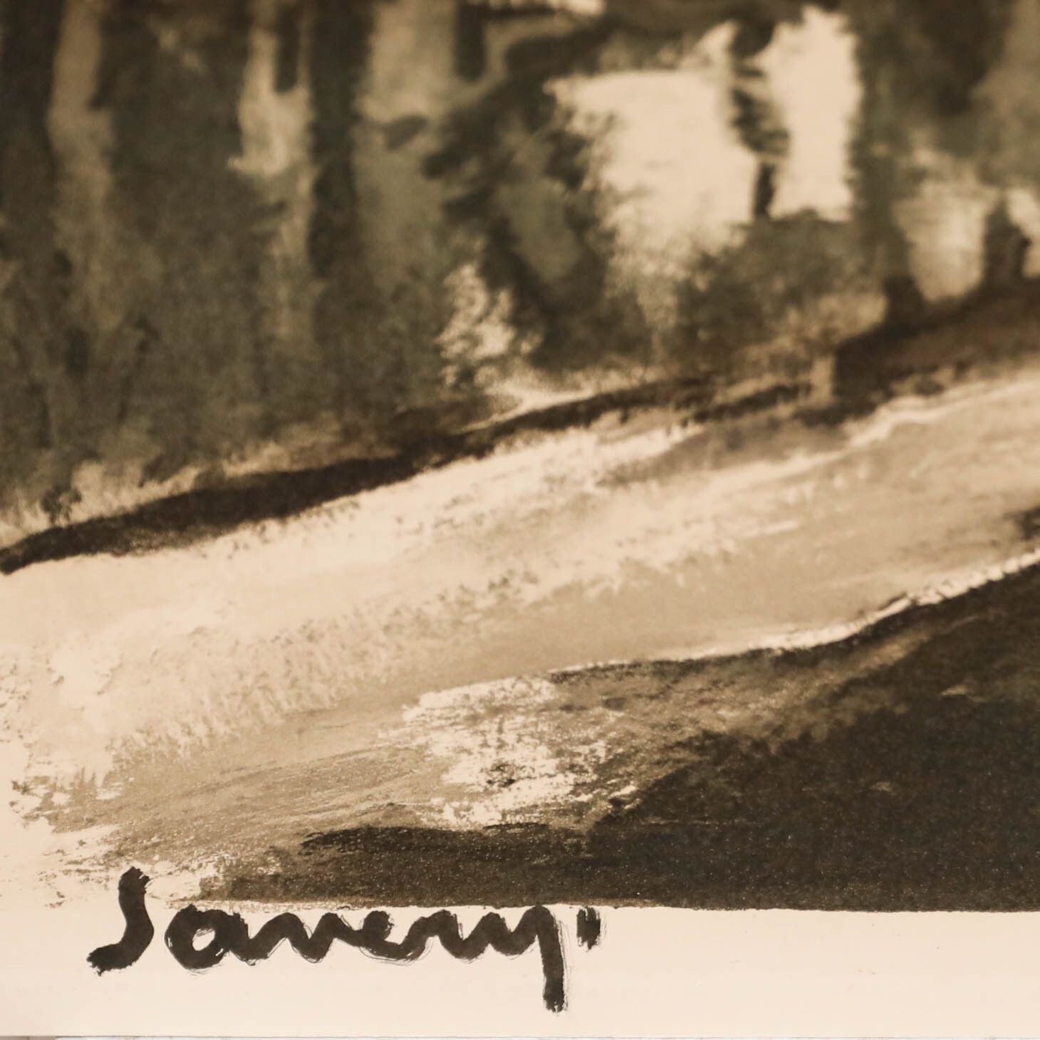 Roger Hebbelinck (1912 1987) 20th Century Aquatint, Winter Town Scene photo 166.0