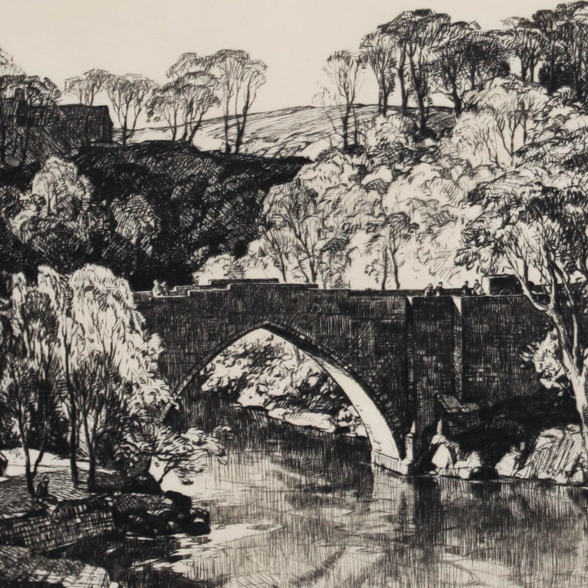 Leonard R. Squirrell Rws Ri Re (1893 1979) Framed Etching, Brig O'balgownie photo Art