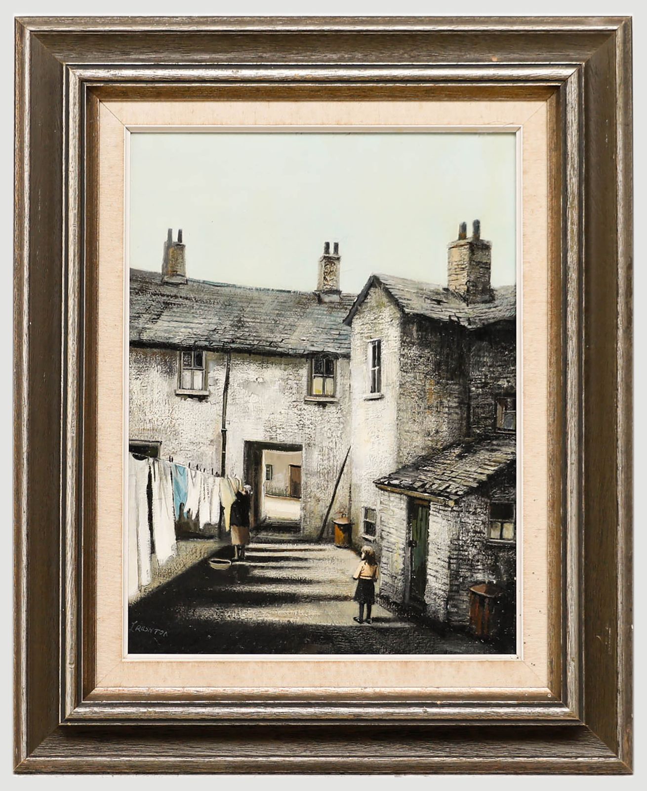 Laurence Rushton (1919 1994) Framed 20th Century Oil, Hanging Out The Washing