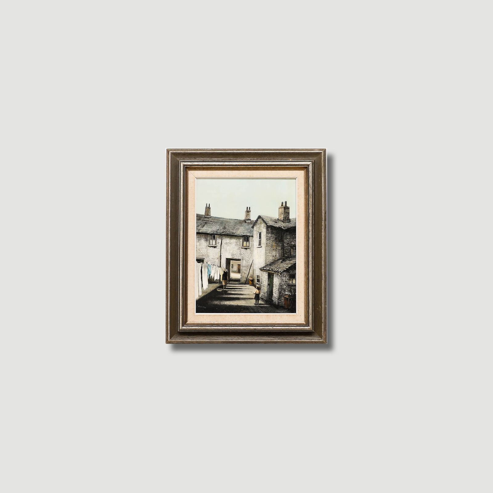Laurence Rushton (1919 1994) Framed 20th Century Oil, Hanging Out The Washing photo vintage