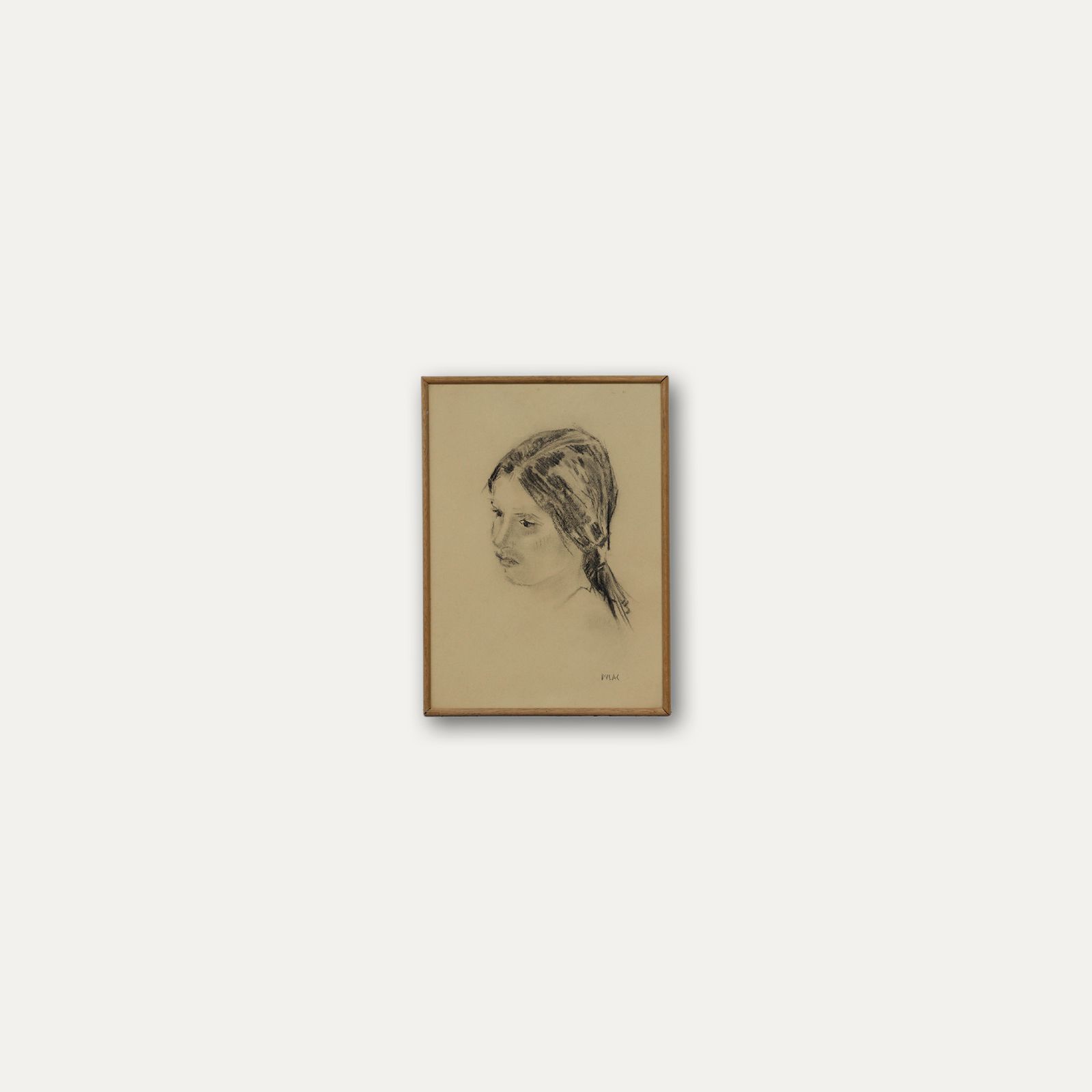 Jean Dulac (1902 1968) Framed Mid 20th Century Charcoal Drawing, L'enfant photo buy