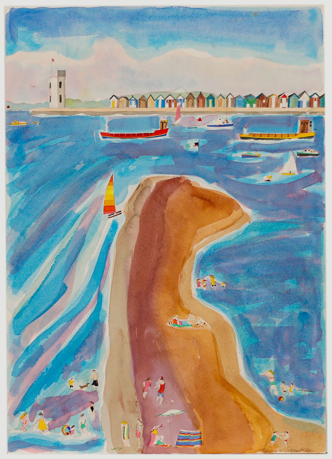 Daphne Sandham (B.1950) Contemporary Watercolour, The Beach