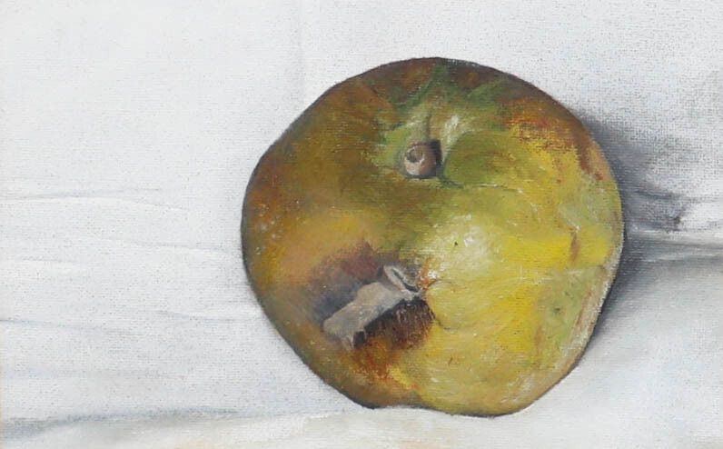 Framed 20th Century Oil Still Life Of A Cooking Apple photo furniture