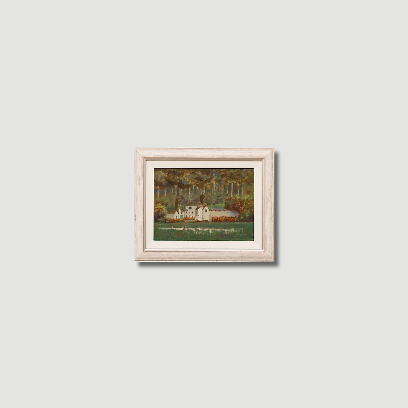 Framed 20th Century Oil Chateau In A Landscape photo vinterior