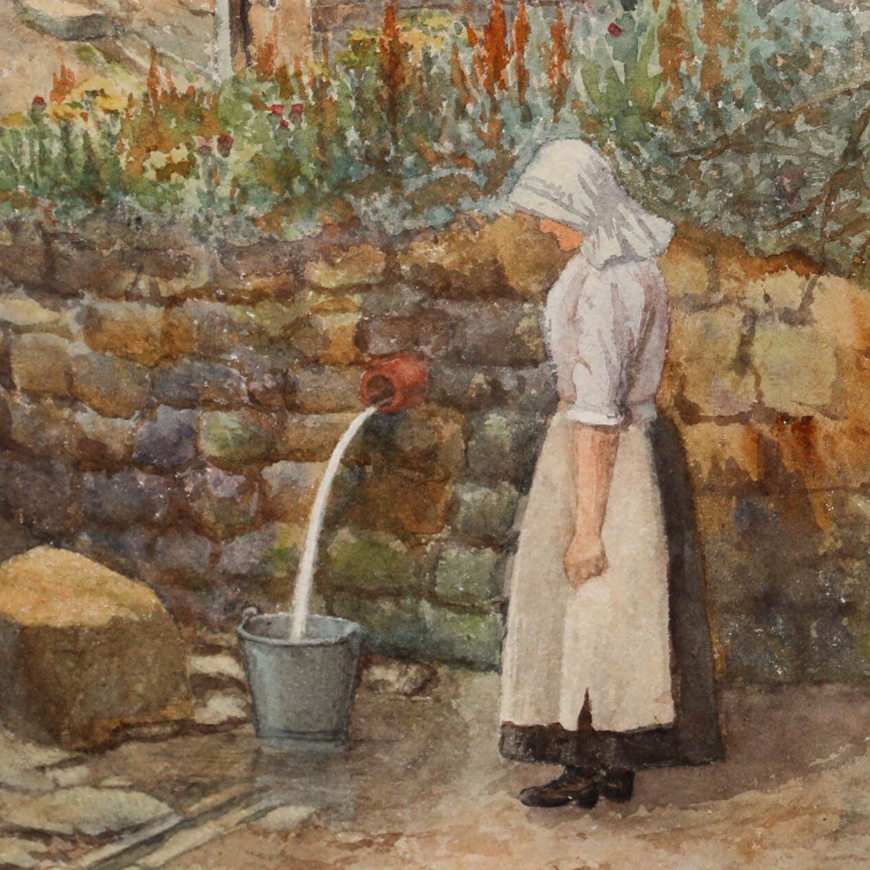 S. Saville Smith Framed Late 19th Century Watercolour, Fetching Water photo for sale