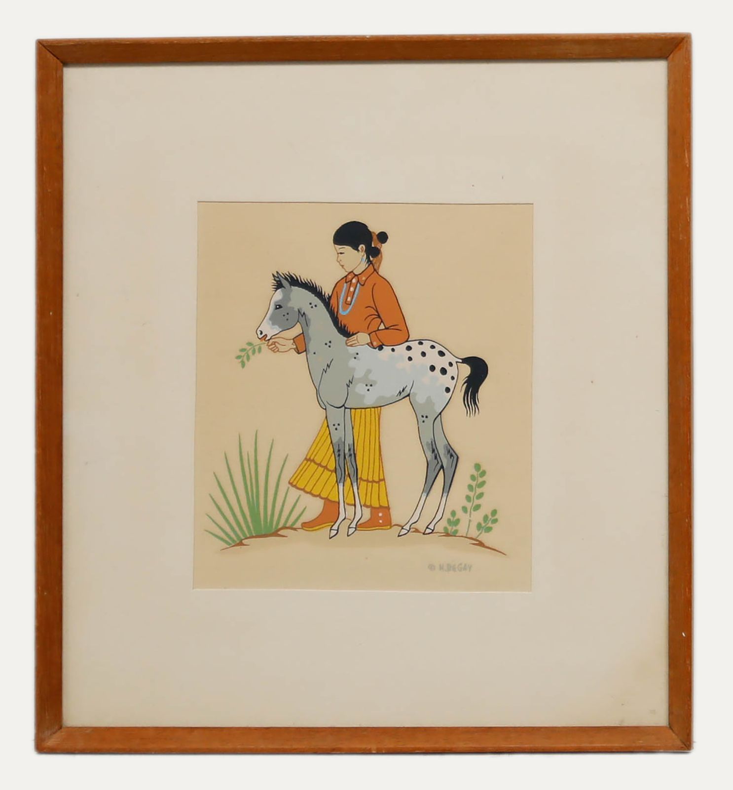 Harrison Begay (1917 2012) Navajo 20th Century Silkscreen, Girl With A Foul