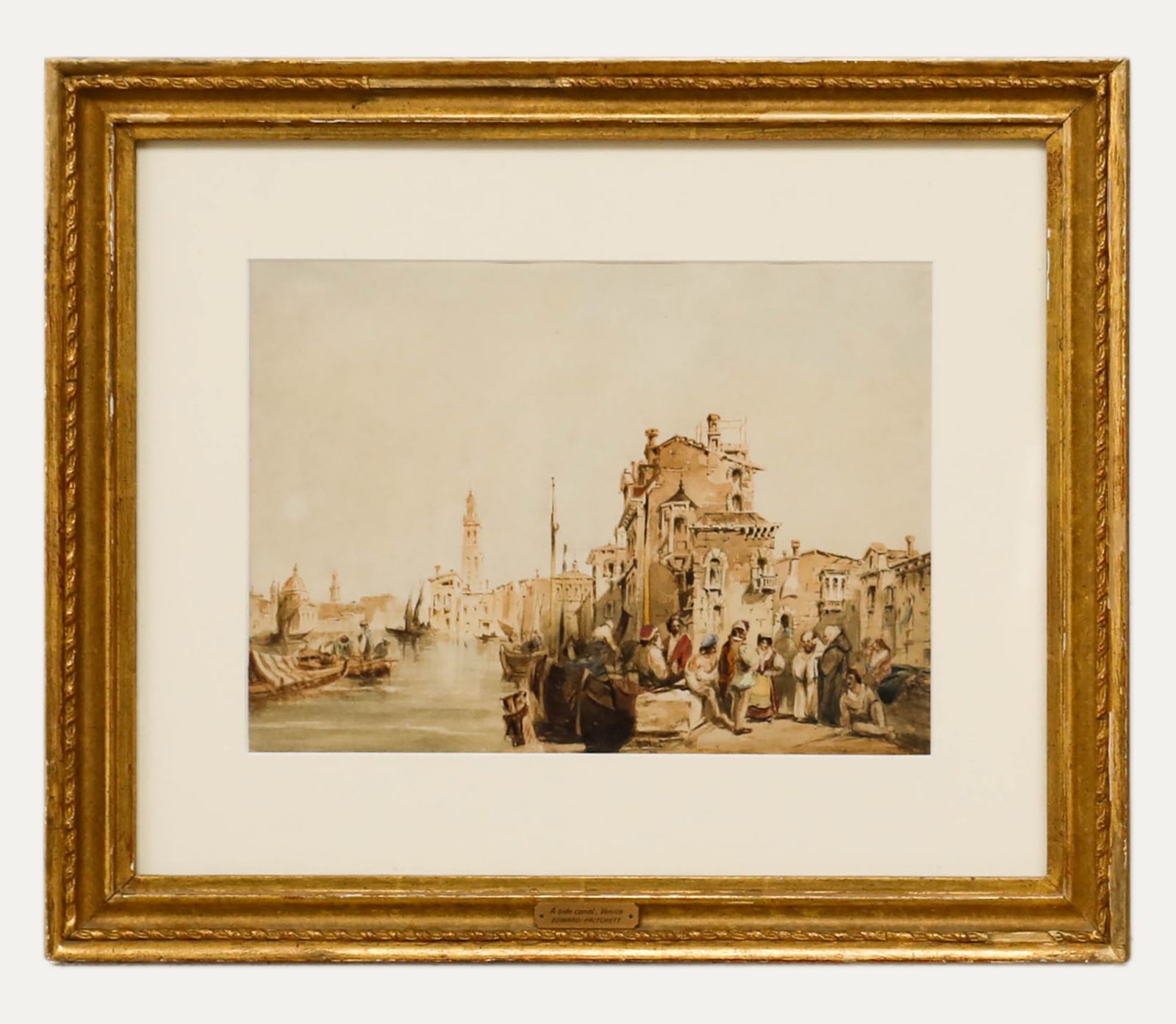 Attrib. Edward Pritchett (1808 1894) Watercolour, A Side Canal In Venice