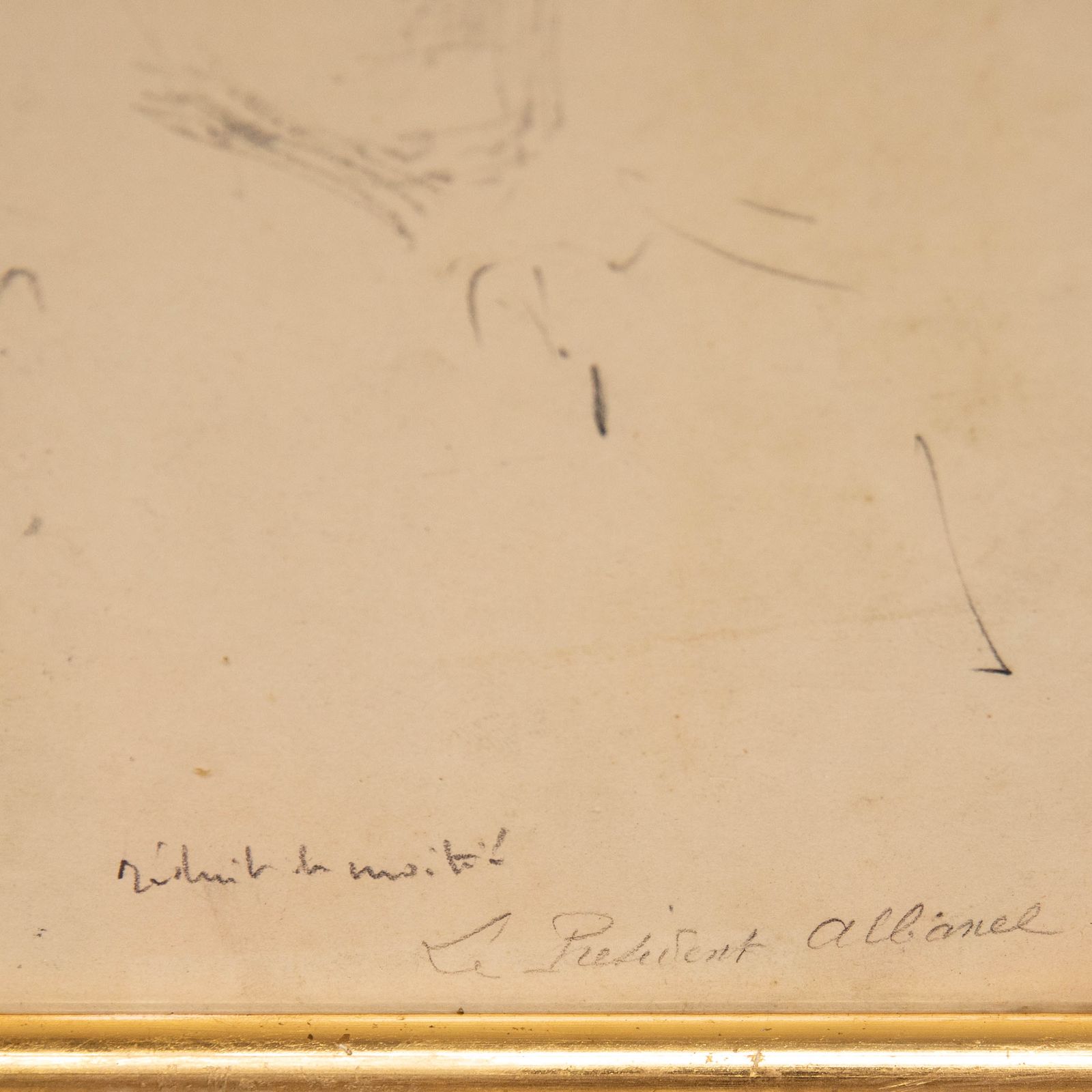 C.1914 Charcoal Drawing President Louis Albanel photo vinterior