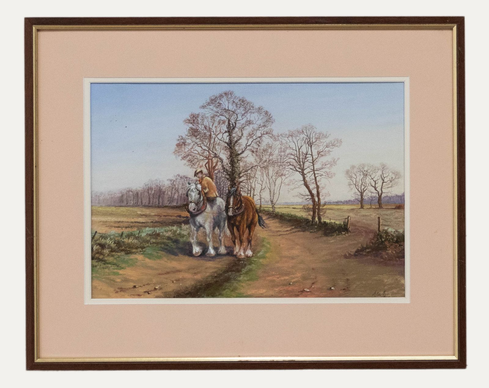 Maurice J. Bush Framed 20th Century Pastel, Heading Home