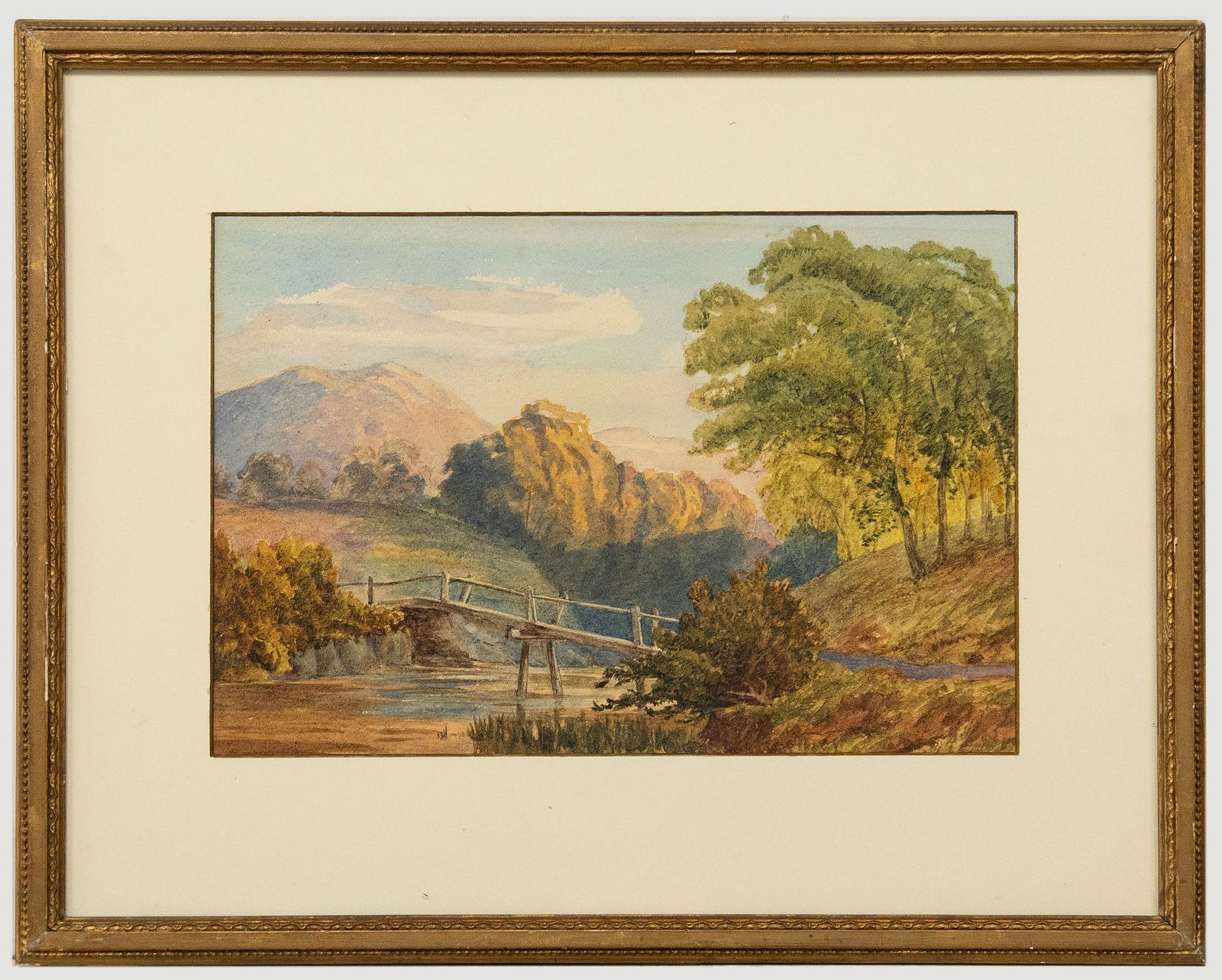 Framed Late 19th Century Watercolour The Wooden Bridge