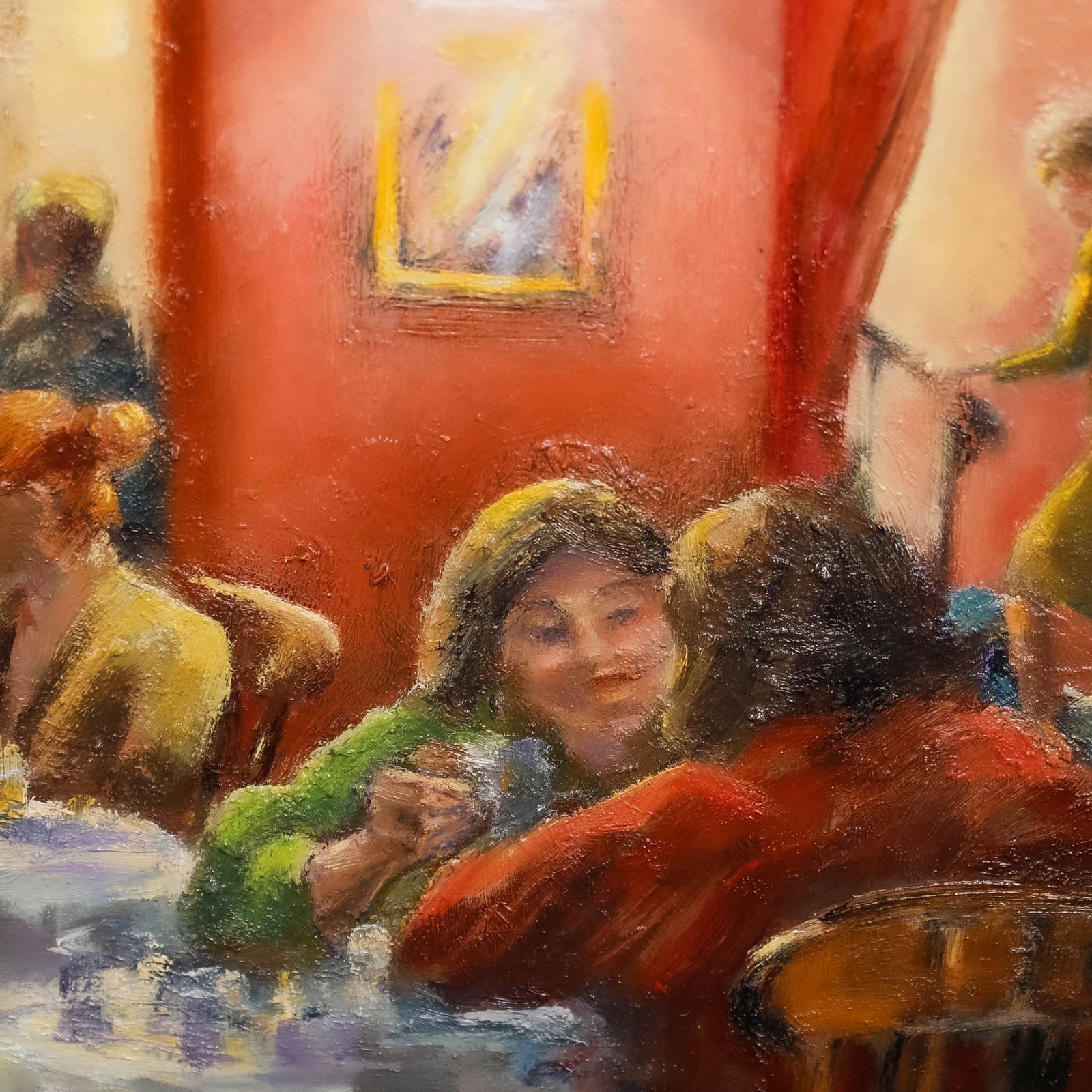 June Bevan (B.1927) 20th Century Oil, Ladies Who Lunch photo Art