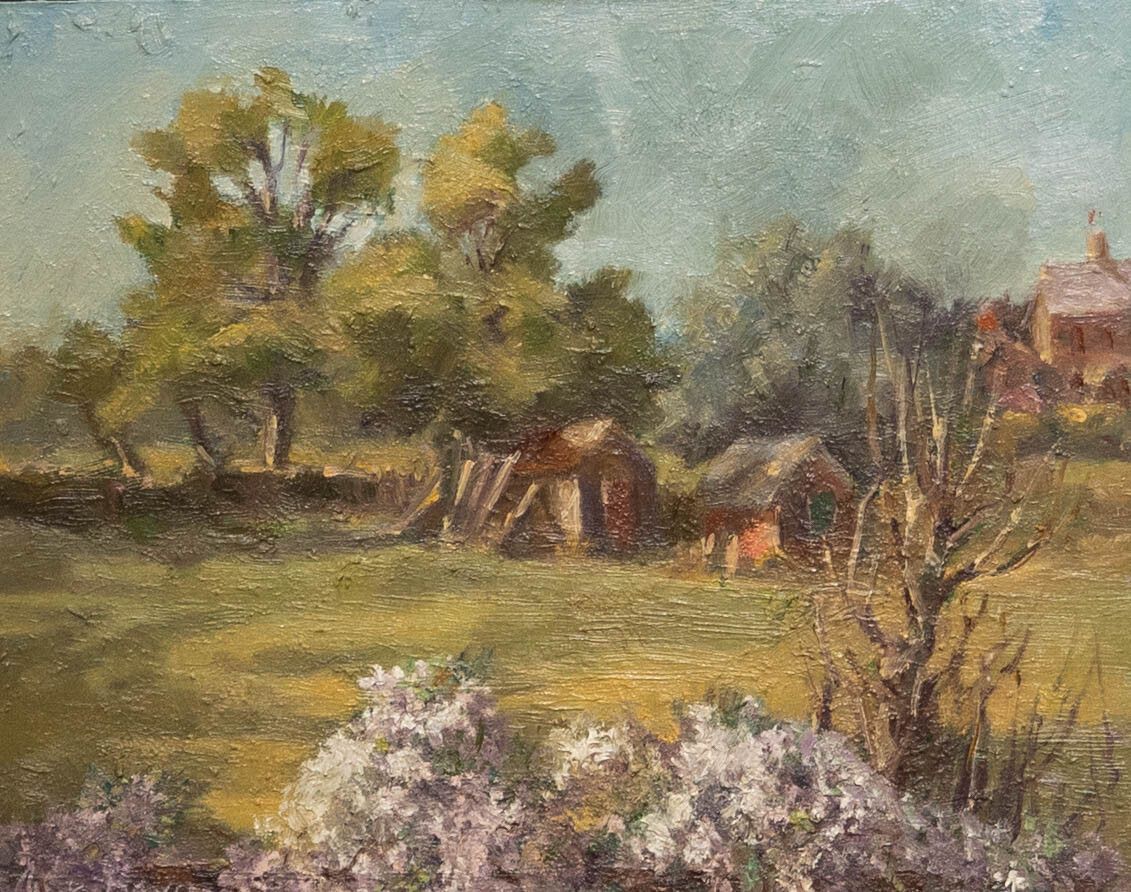 June Bevan (B.1927) 20th Century Oil, End Of The Artist's Garden photo furniture