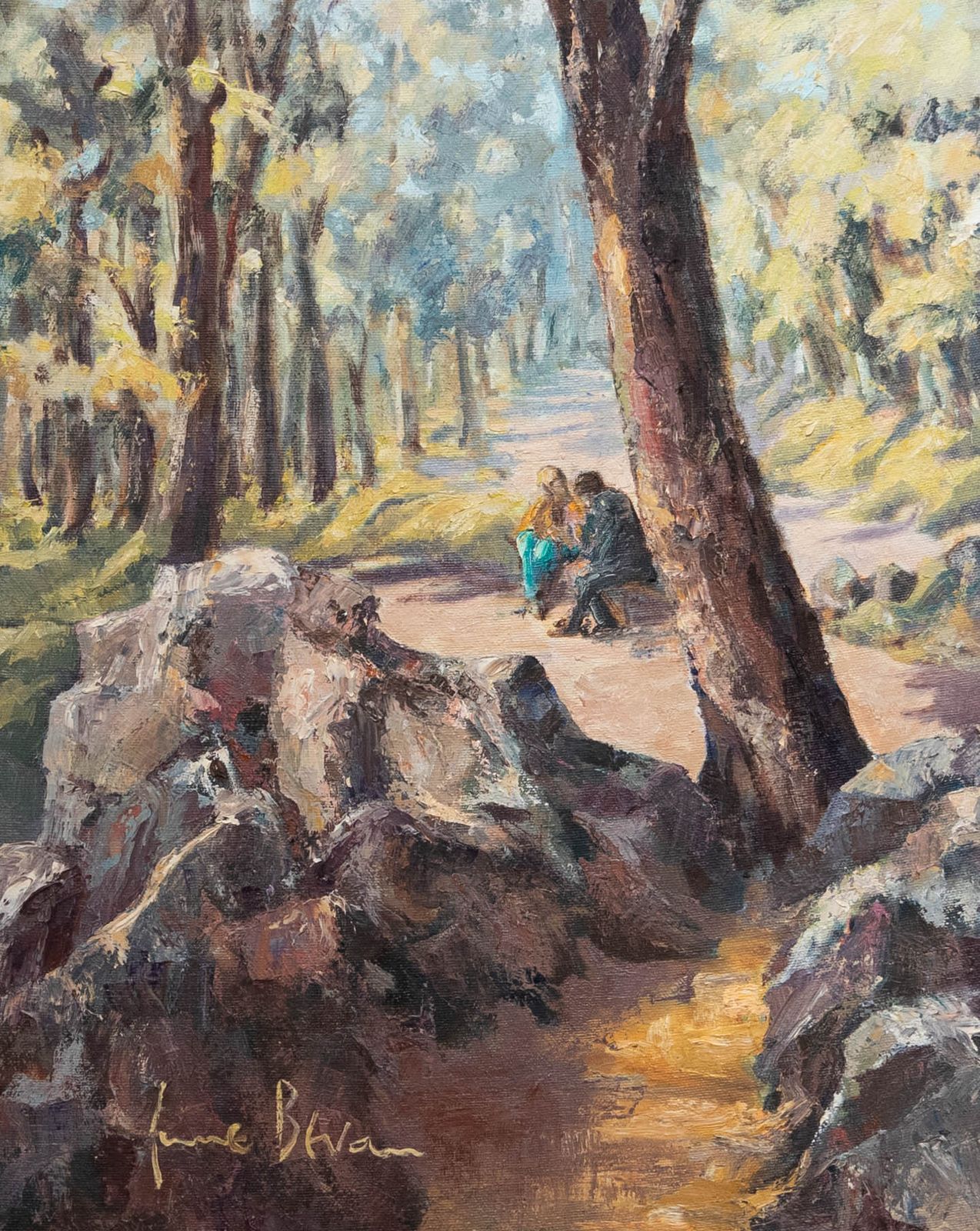 June Bevan (B.1927) 20th Century Oil, A Forest Near Sheffield