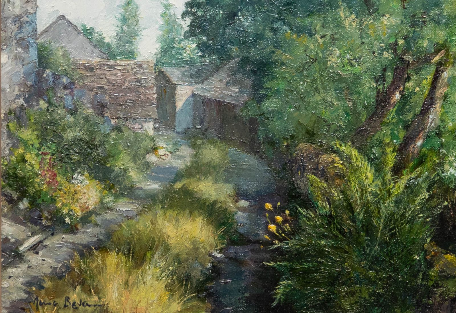 June Bevan (B.1927) 20th Century Oil, Secluded Lane At Nightingale Centre photo furniture