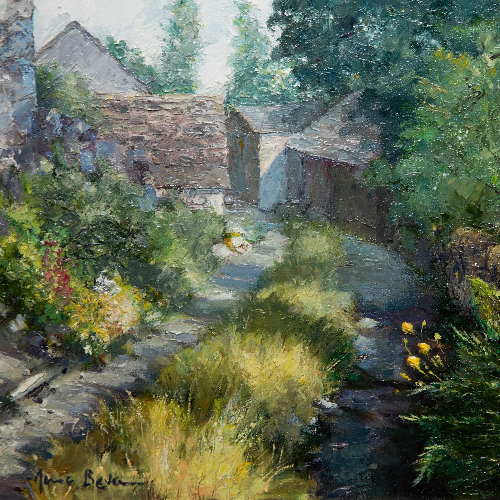 June Bevan (B.1927) 20th Century Oil, Secluded Lane At Nightingale Centre photo Art