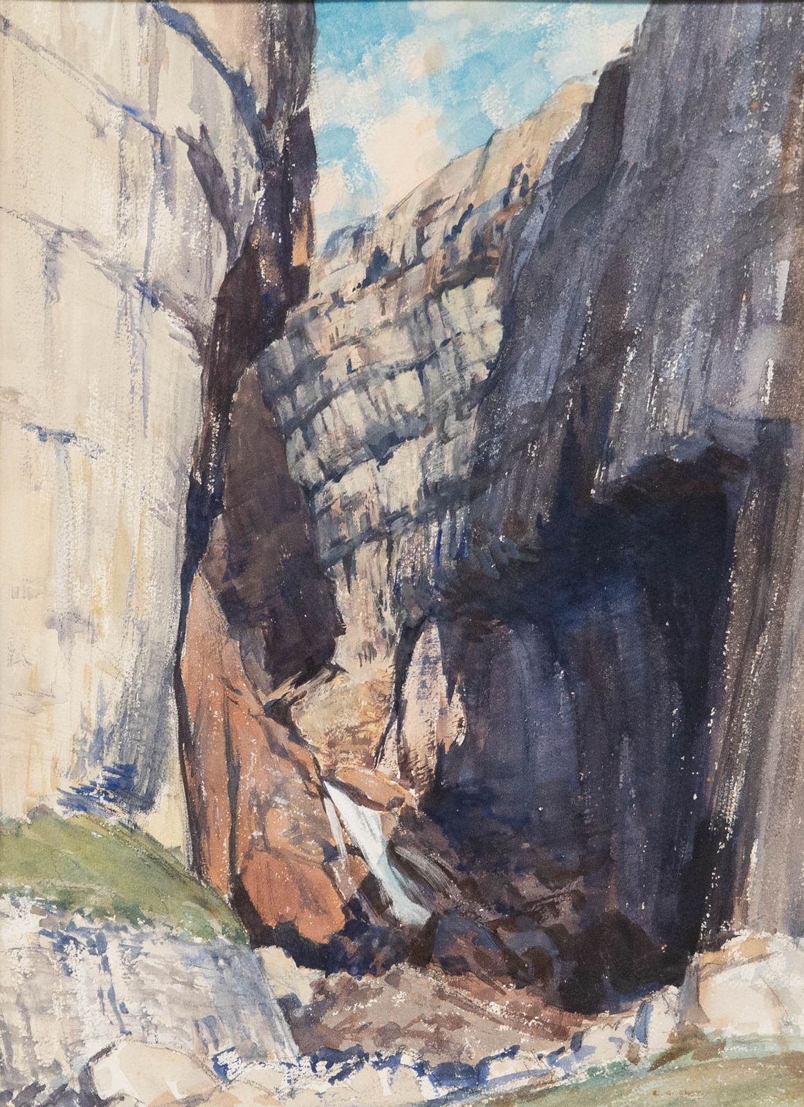 E. G. Clay  20th Century Watercolour, Gordale Scar photo furniture